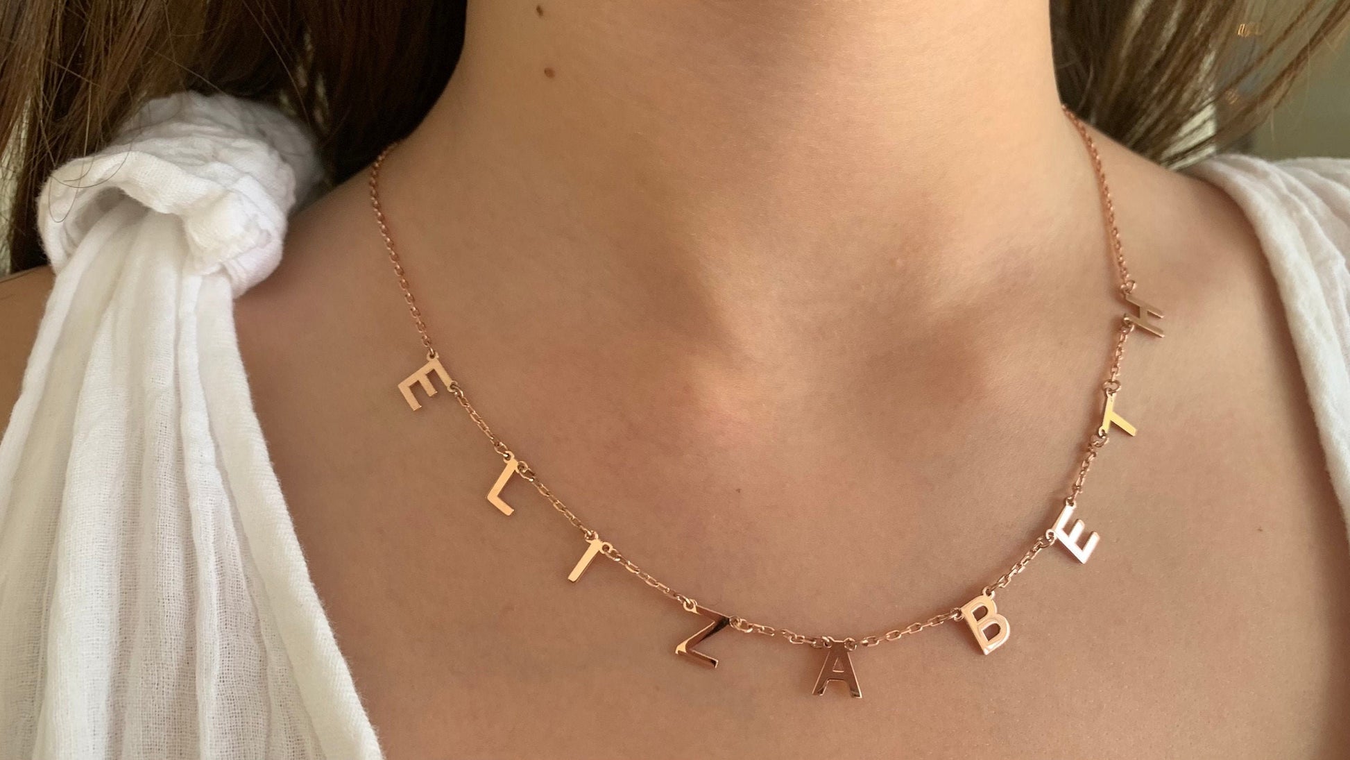Dainty Name Necklace 14K Gold Custom Initial Letter Necklace, Personalized Jewelry Women, Gift for Mom, Gifts for Her, 925 Sterling Silver
