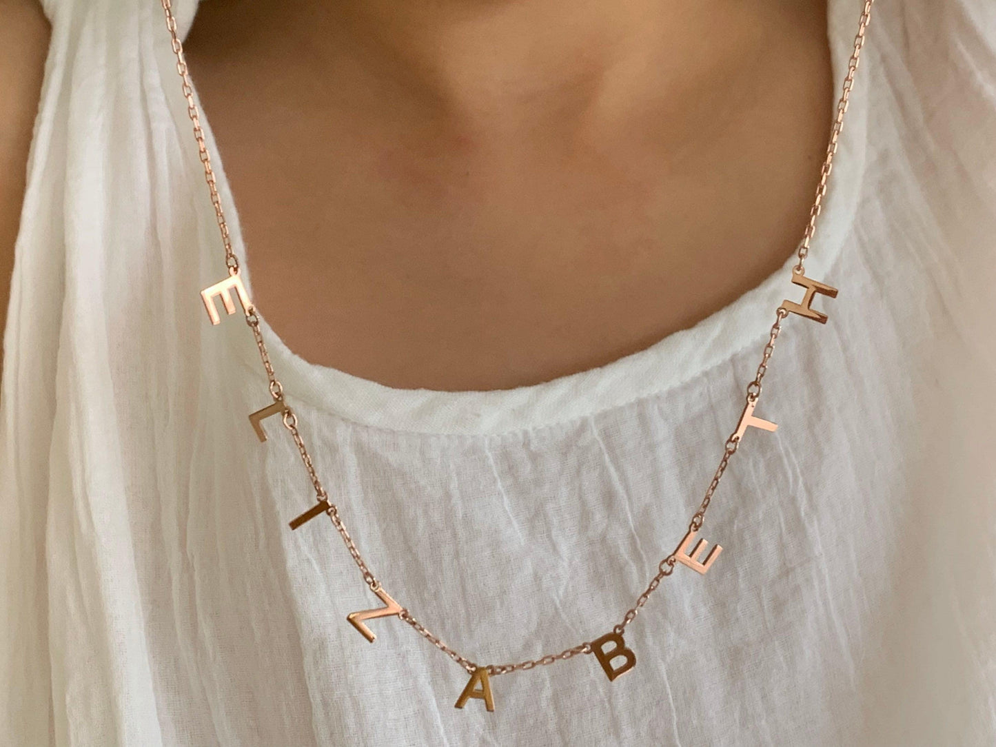 Personalized Name Necklace, Custom Initial letter, Sterling Silver Jewelry Gifts for Women