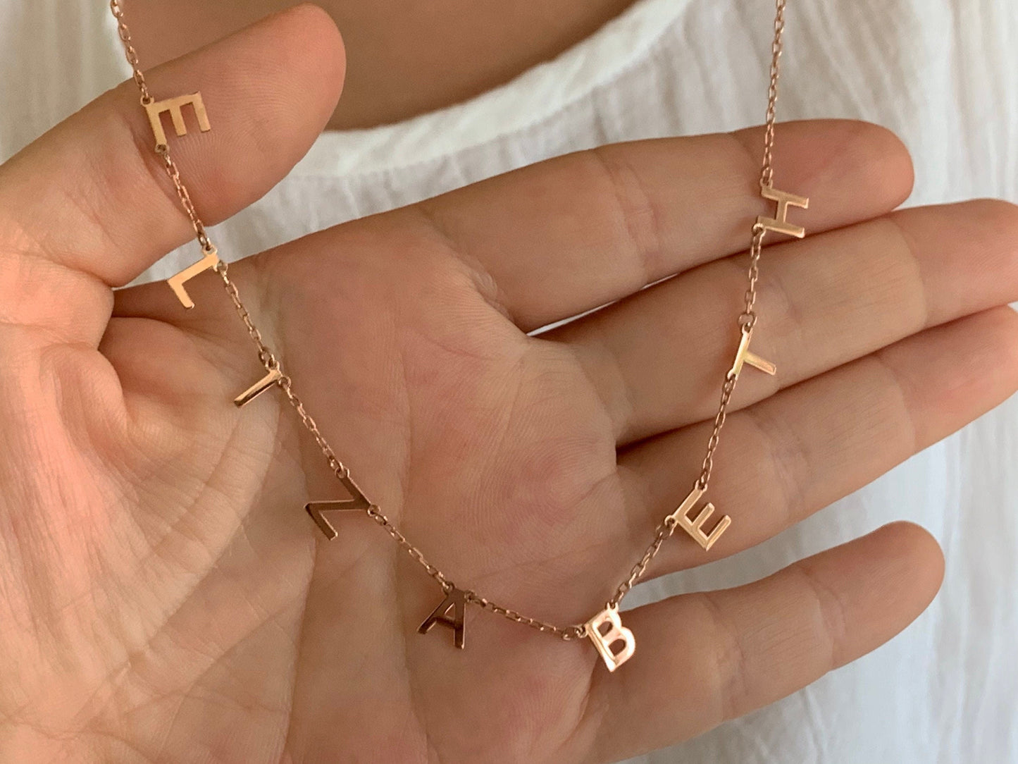 Personalized Name Necklace, Custom Initial letter, Sterling Silver Jewelry Gifts for Women