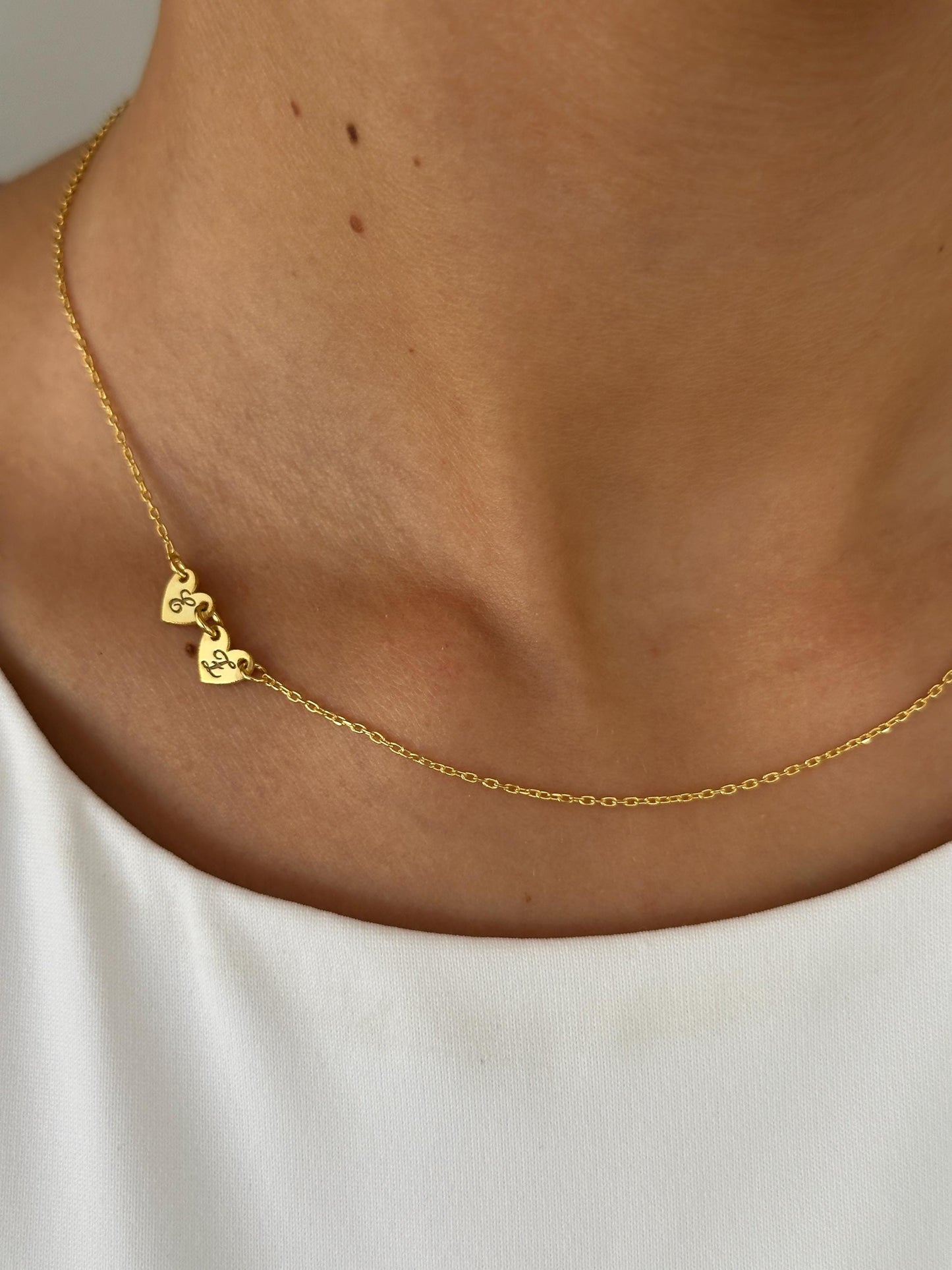 Personalized Sideways Initial Necklace: Heart Pendant,  Sterling Silver Custom Jewelry Gift