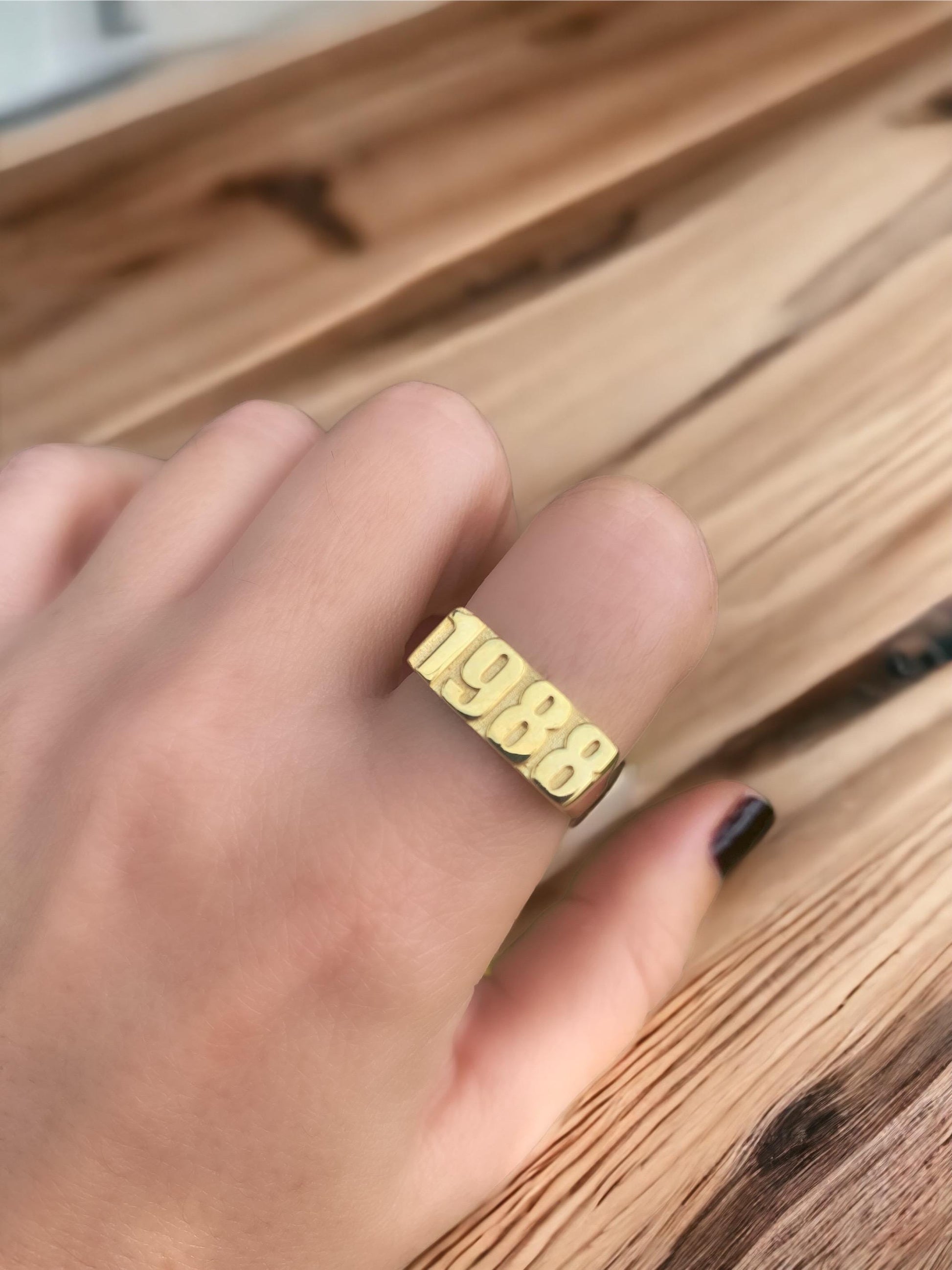 Personalized 925 Silver Year Ring - Custom Date Jewelry