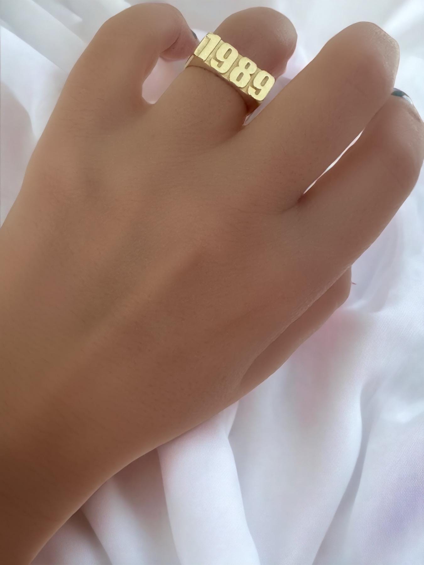 Personalized 925 Silver Year Ring - Custom Date Jewelry