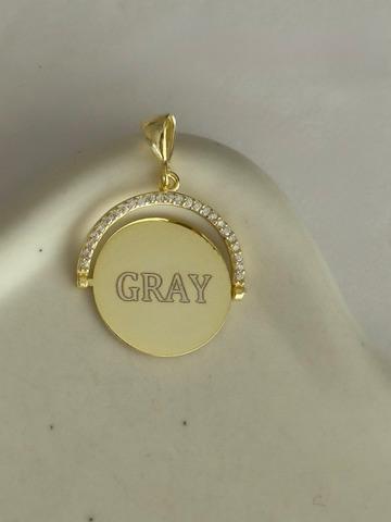 Personalized Spinner Pendant Necklace: Custom Engraved Name Date, CZ Diamond, Sterling Silver Jewelry