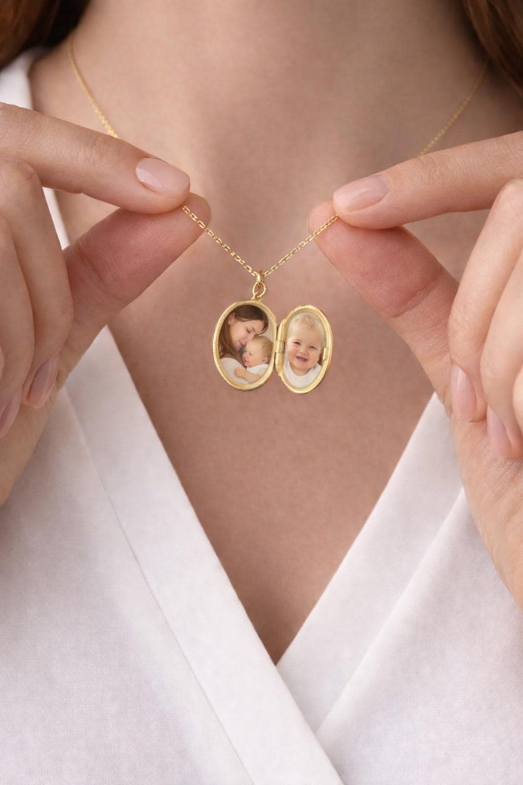 Openable sterling silver locket necklace holding photos