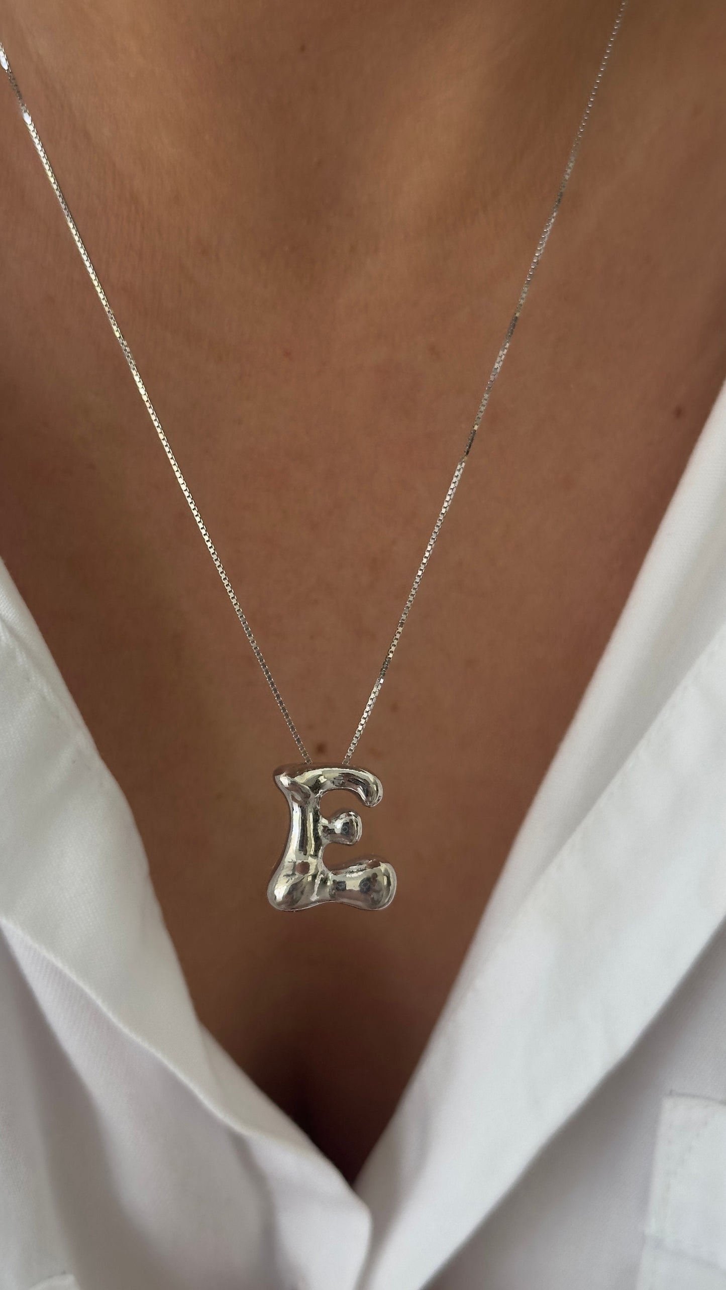 Custom bubble letter necklace on chain