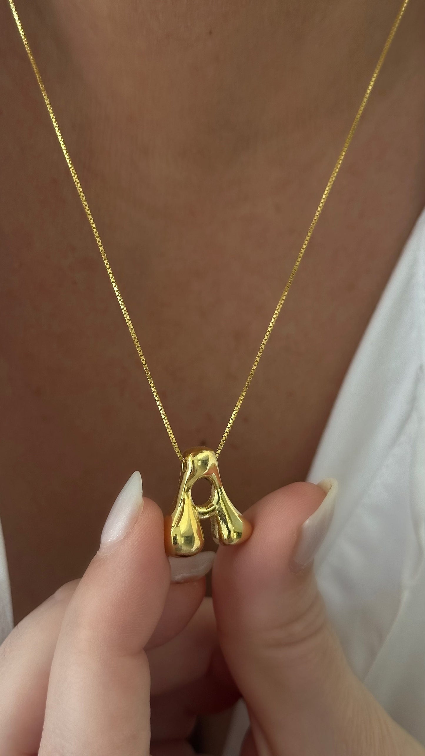 Dainty bubble letter necklace gift for her