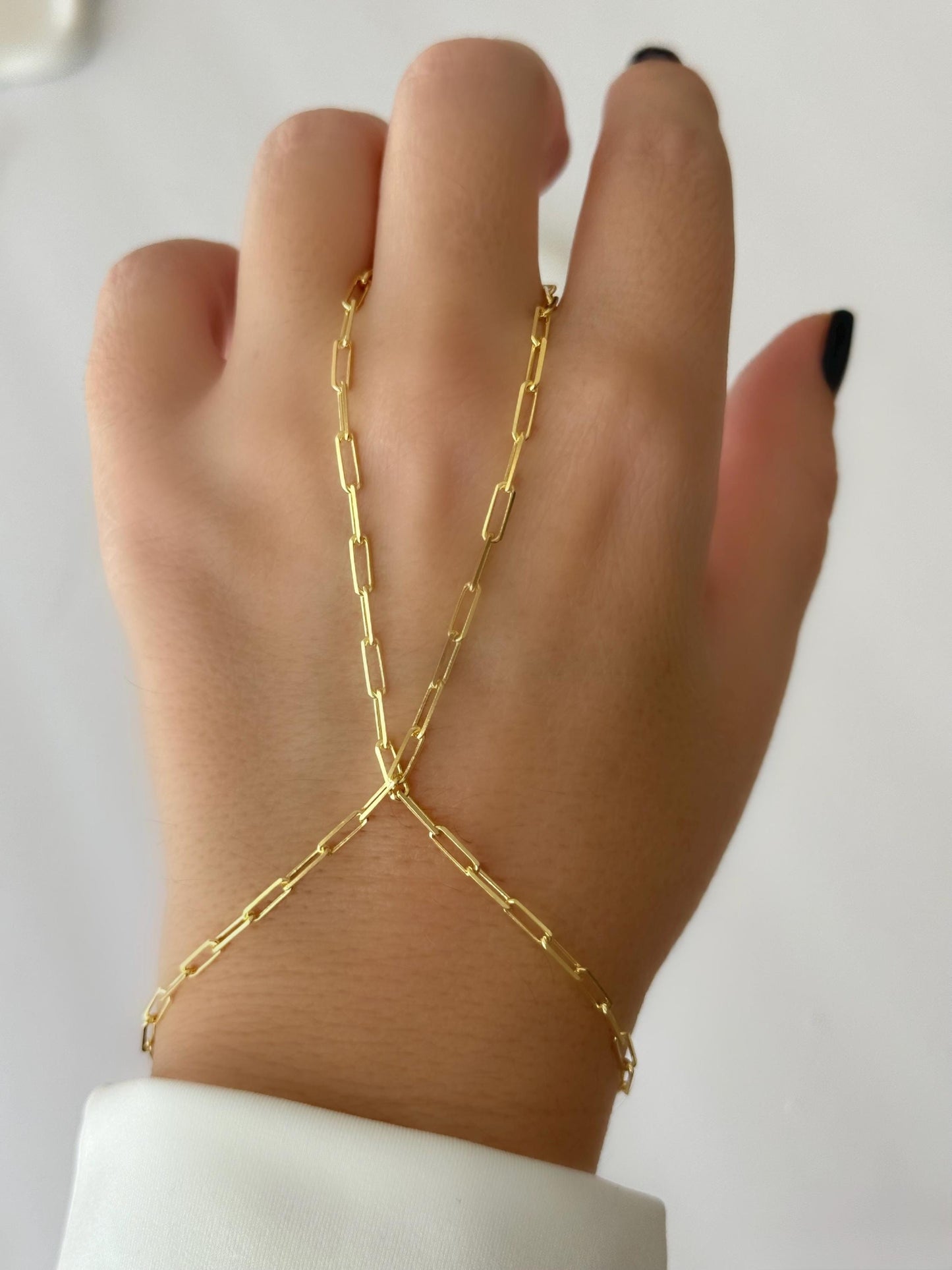 Sterling silver slave bracelet with minimalist ring chain design