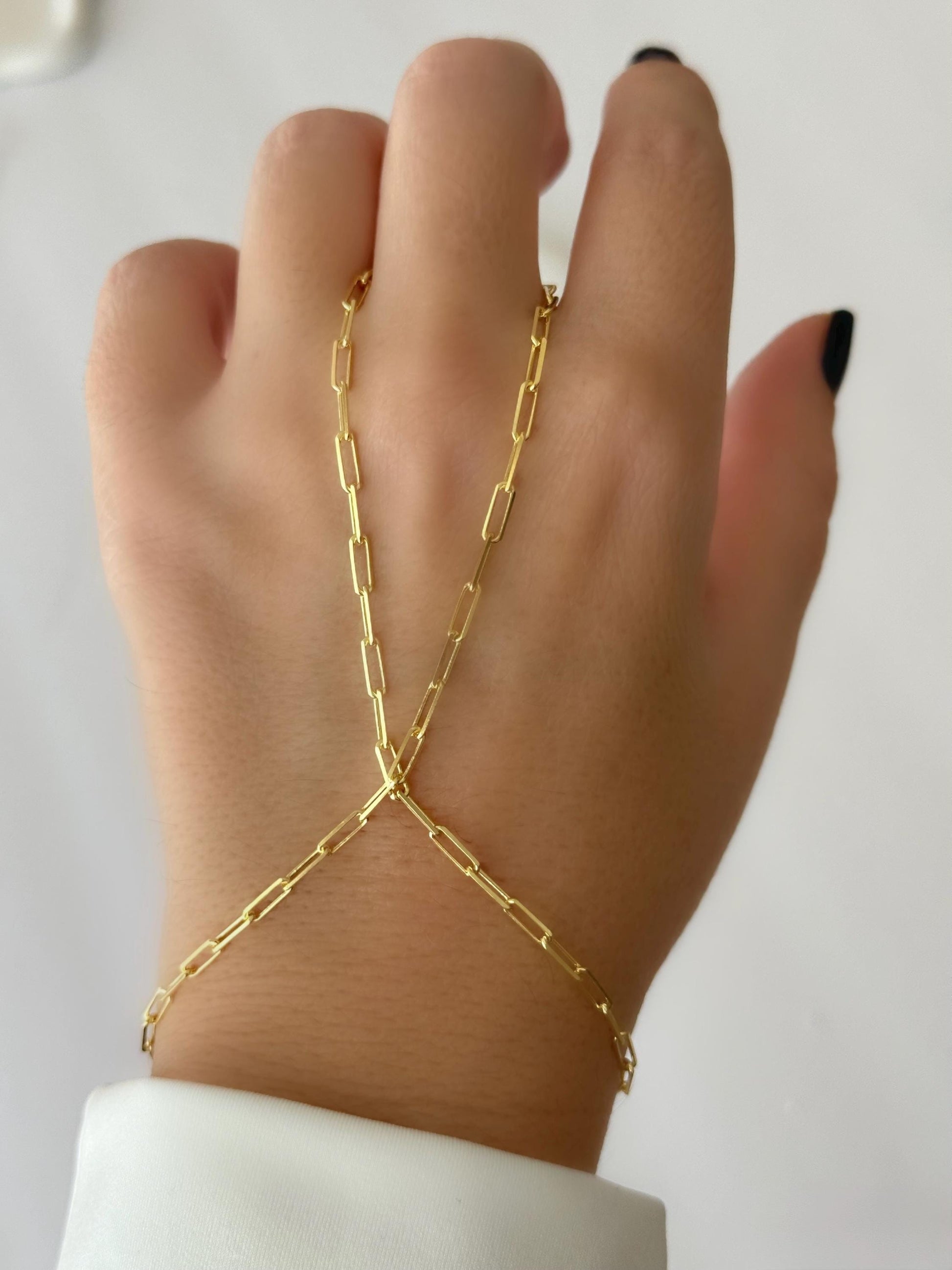 Sterling silver slave bracelet with minimalist ring chain design