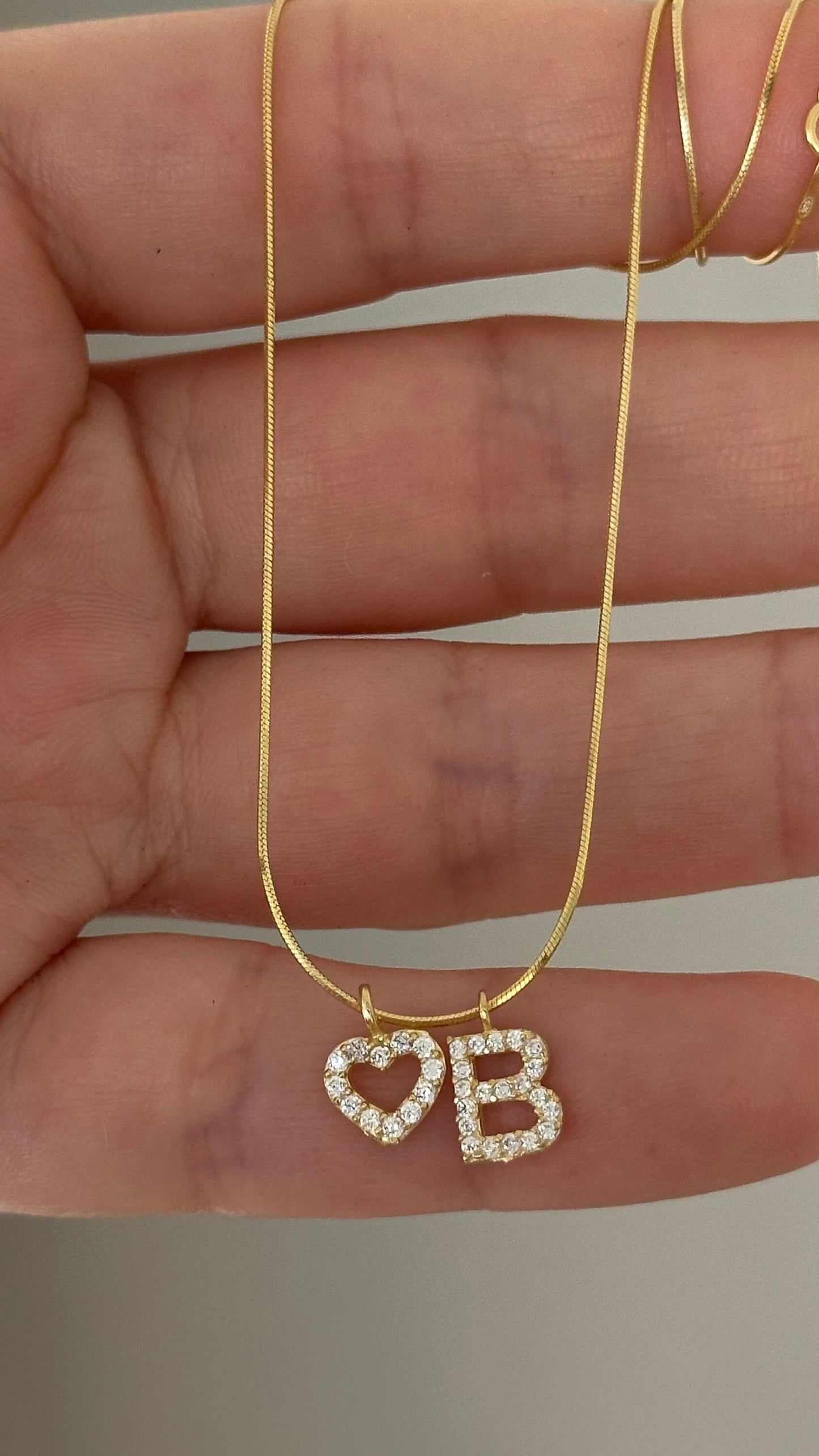 Sterling Silver Initial Heart Necklace: Personalized CZ Diamond Pendant Jewelry Gift for Her