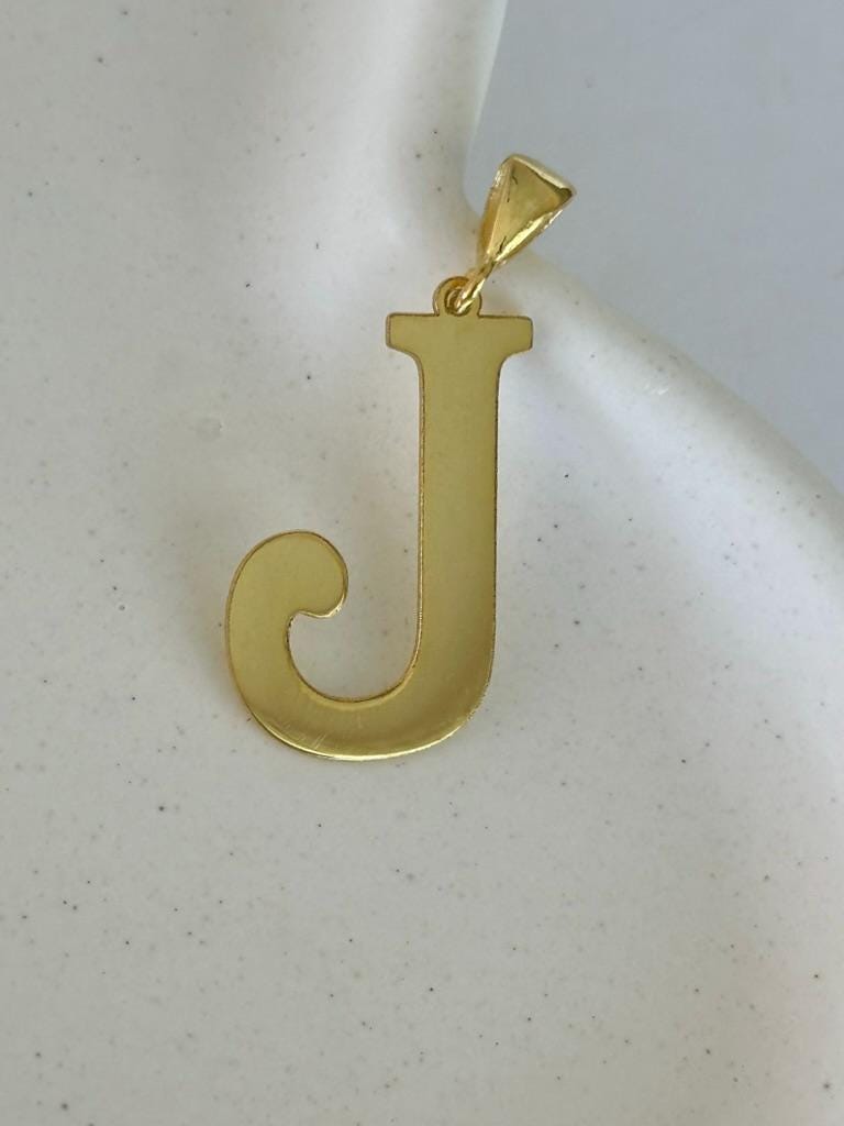 Sterling Silver Initial Letter Necklace: Oversized Personalized Pendant Jewelry Gift