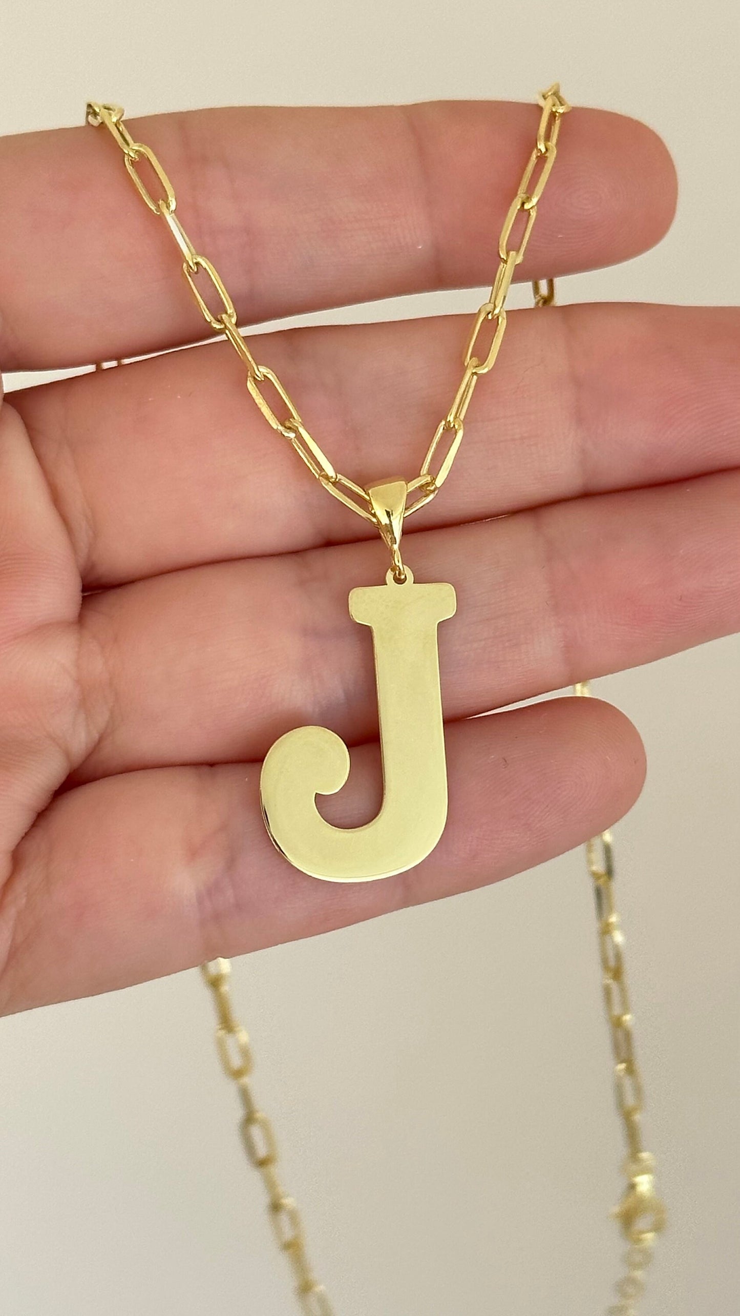 Sterling Silver Initial Letter Necklace: Oversized Personalized Pendant Jewelry Gift