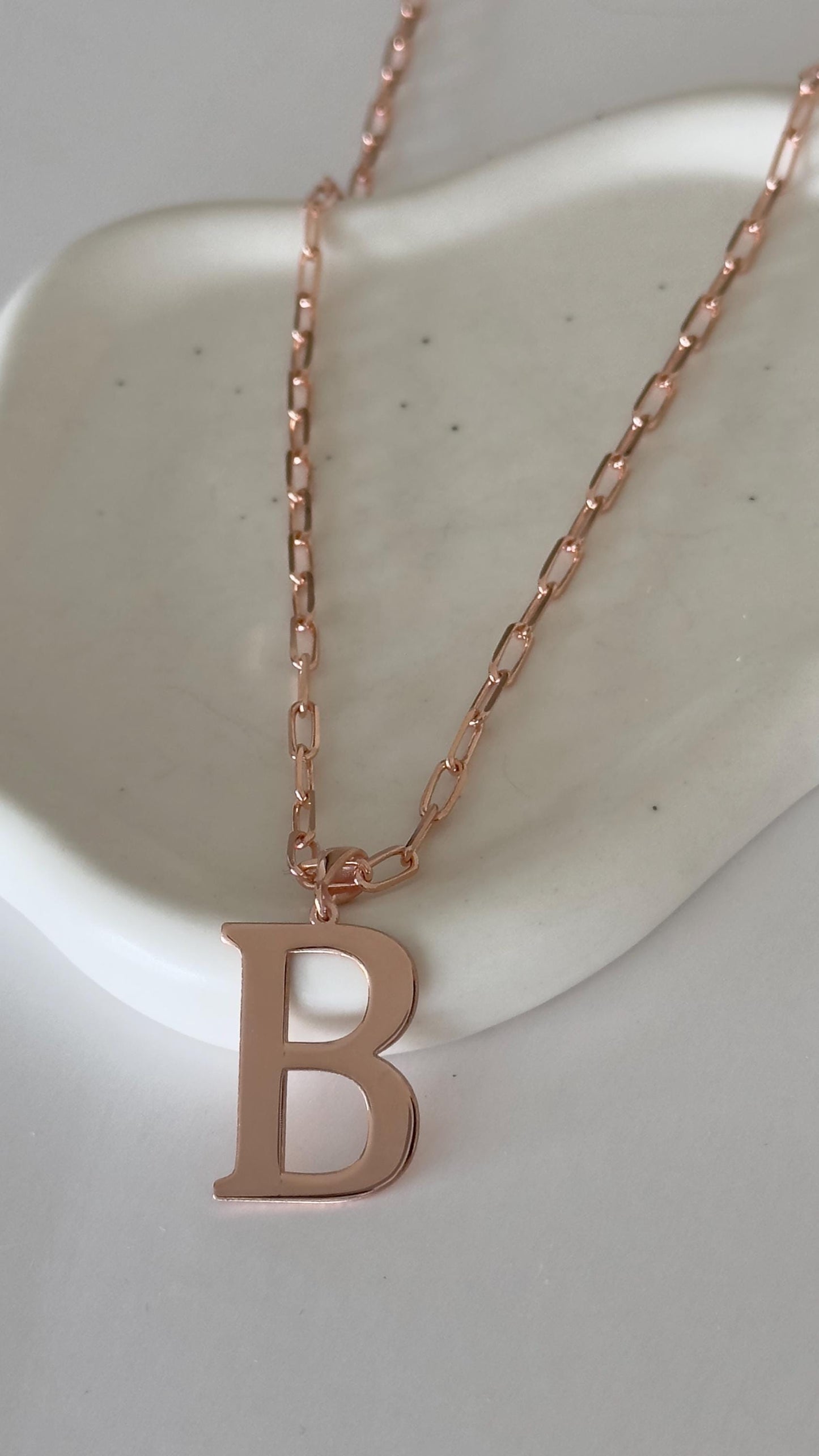 Sterling Silver Initial Necklace: Personalized Large Letter Pendant