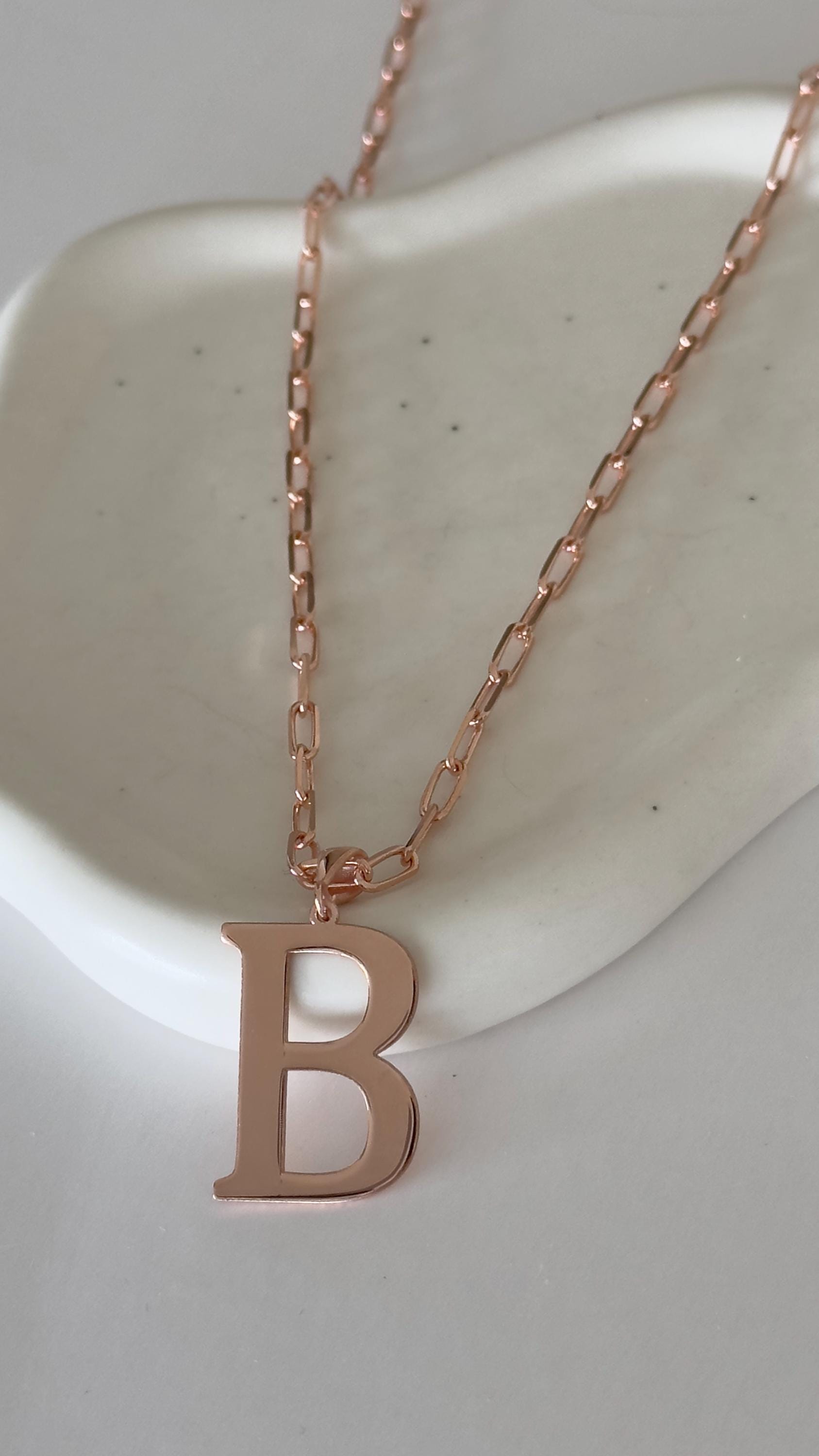 Sterling Silver Initial Necklace: Personalized Large Letter Pendant
