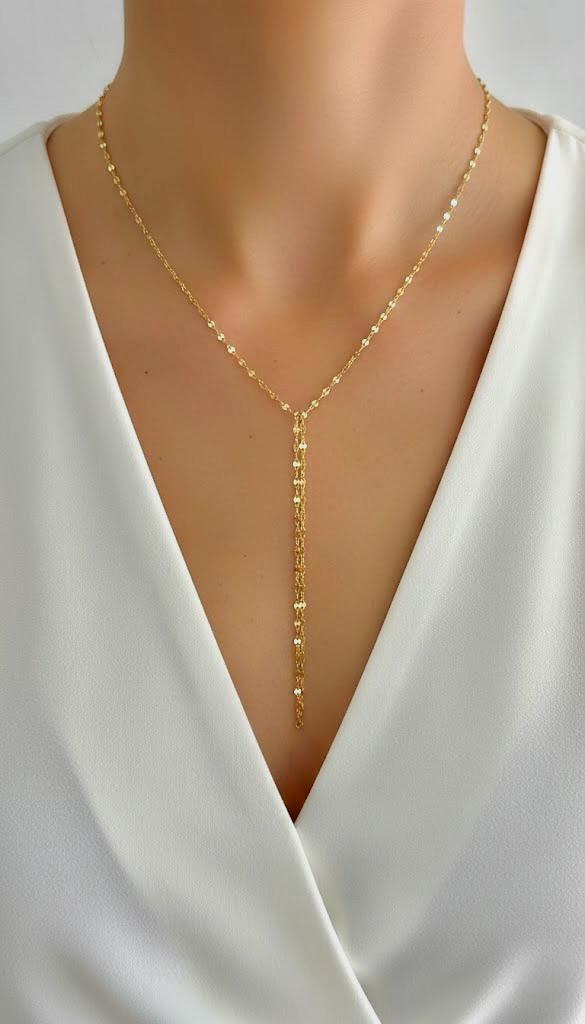 Sterling Silver Lariat Necklace Hand Chain Bracelet: Versatile Jewelry Gift 14k Gold Plated