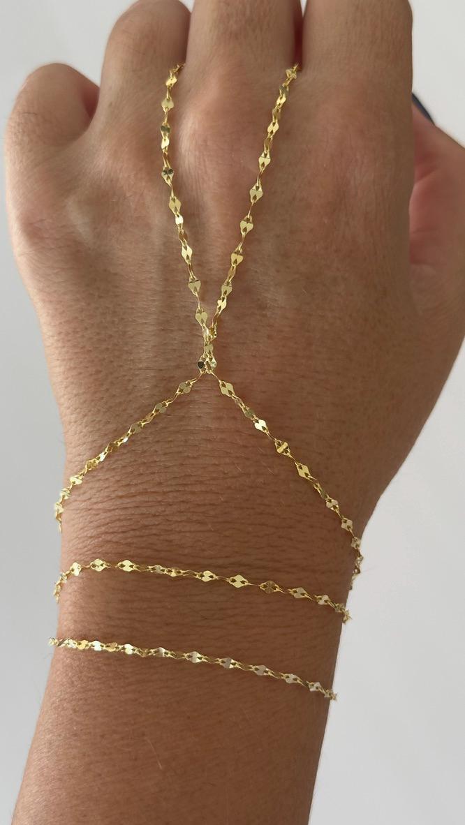 Versatile lariat necklace and hand chain in gold sterling silver design