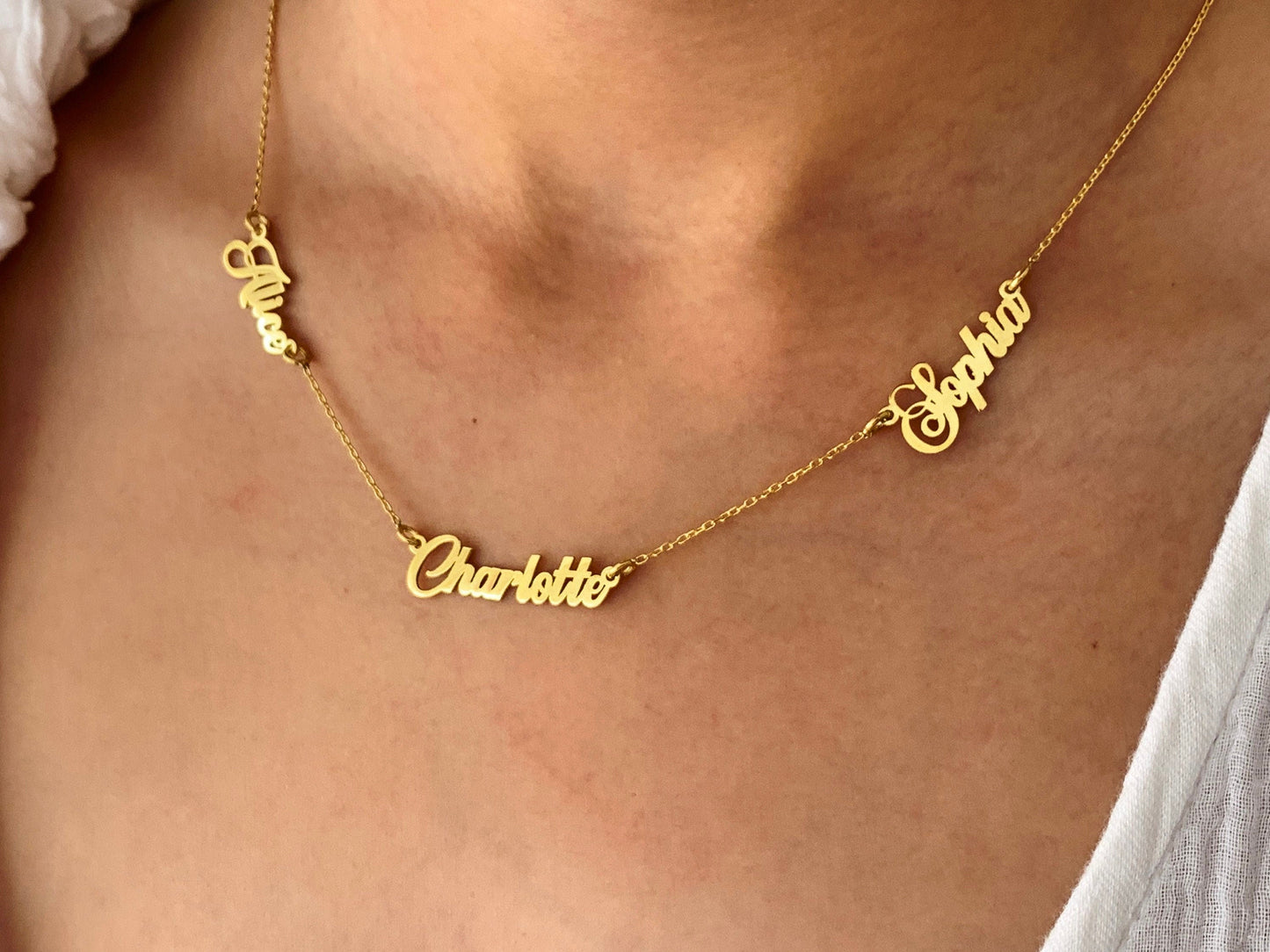 Sterling Silver Multiple Name Necklace: Personalized Nameplate Pendant Family Keepsake Jewelry Gifts