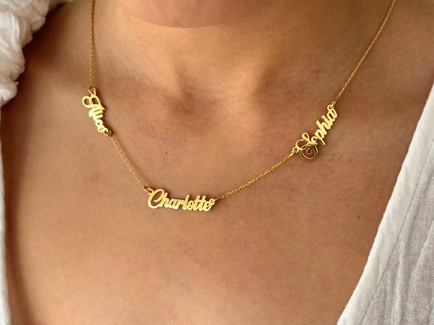 Sterling Silver Multiple Name Necklace: Personalized Nameplate Pendant Family Keepsake Jewelry Gifts