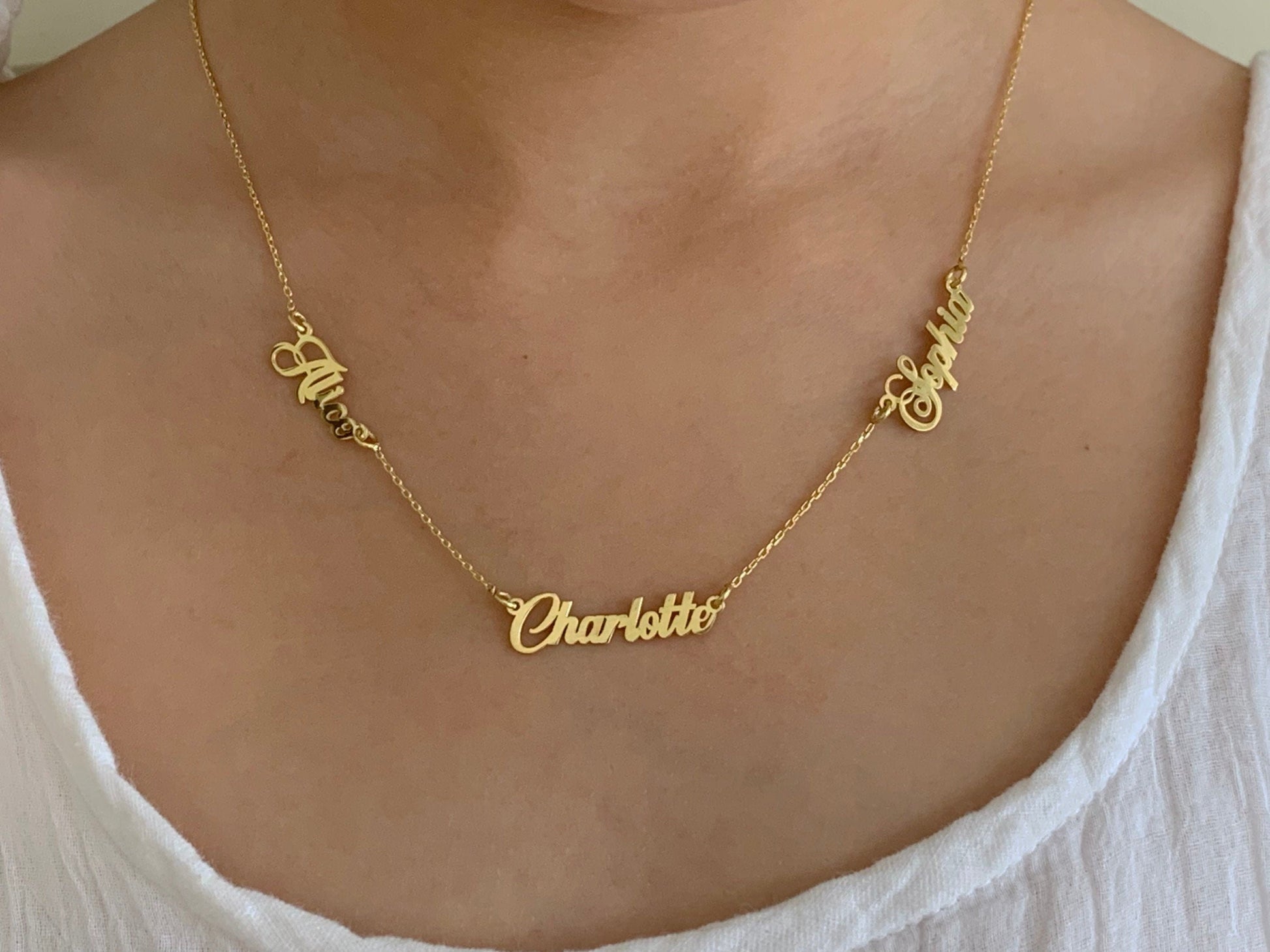 Sterling Silver Multiple Name Necklace: Personalized Nameplate Pendant Family Keepsake Jewelry Gifts