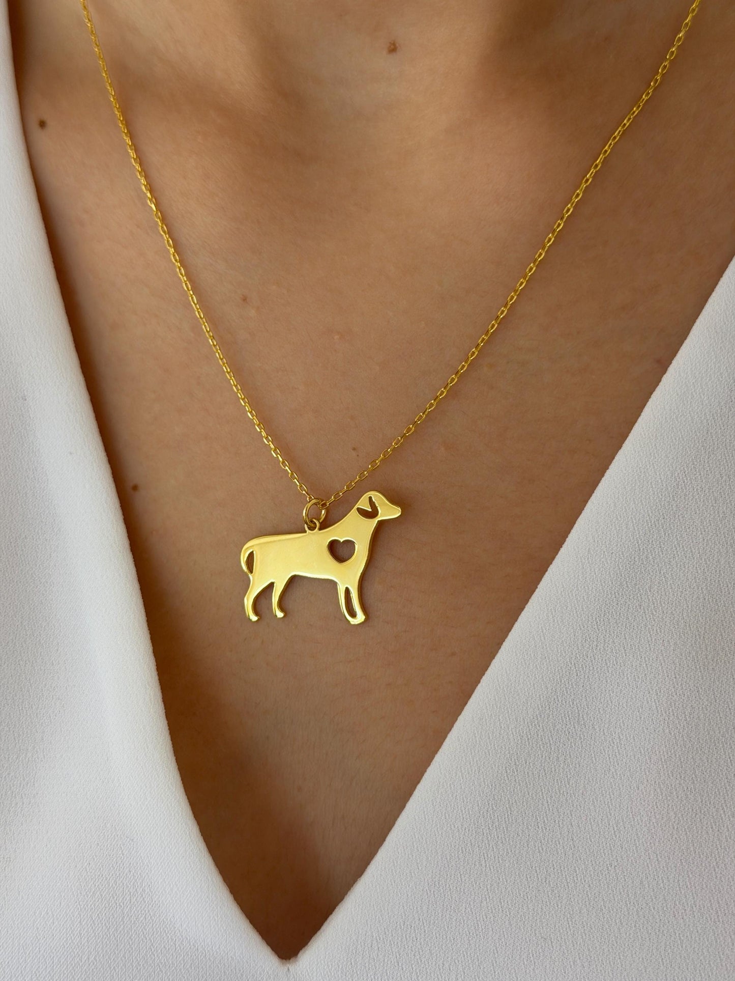 Dog memorial necklace gold plated