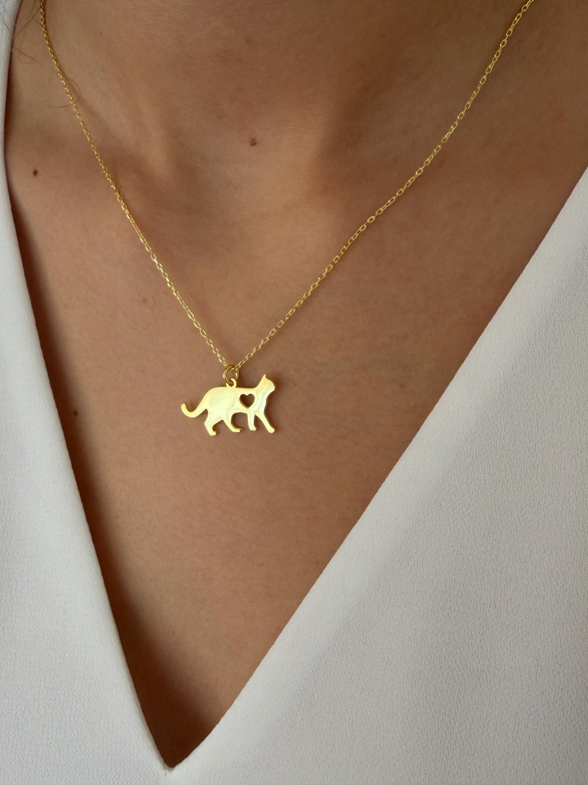 Cat memorial necklace silhouette