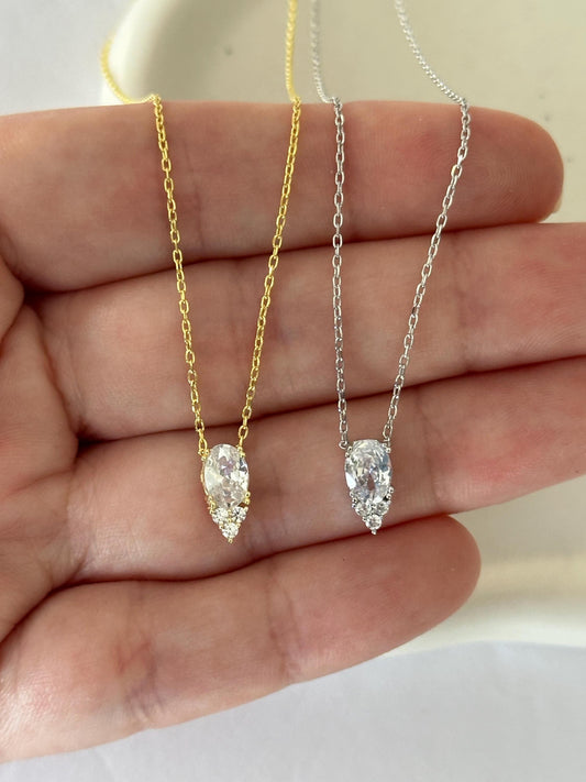 Dainty layering baguette diamond necklace for women, minimalist style 925 Sterling Silver Handmade Jewelry Gifts