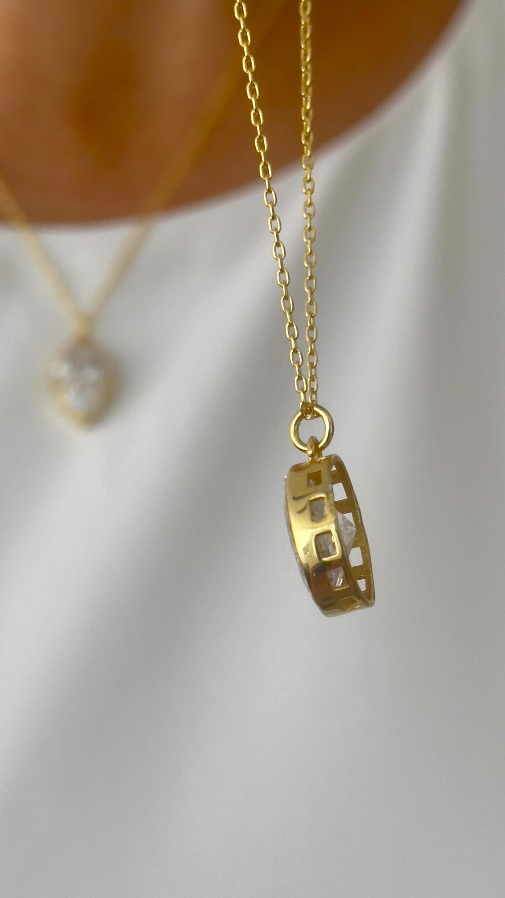Teardrop Diamond Necklace: CZ Gemstone Oval Pendant 925 Sterling Silver, Jewelry Gift