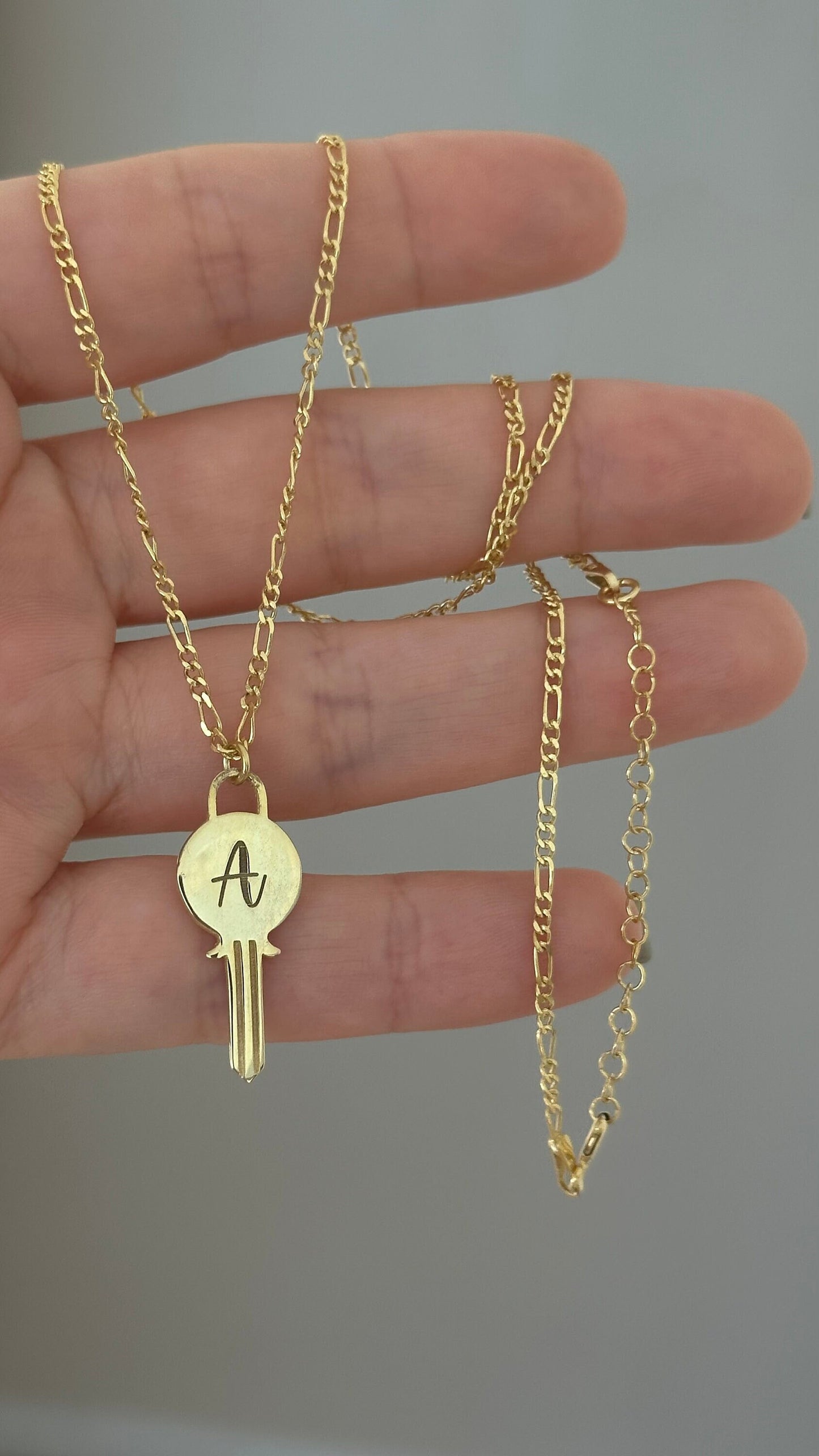 Custom Key Necklace, Initial Necklace, Personalized Key Letter Pendant, 14K Gold 925 Sterling Silver, Jewelry gift for Girlfriend Wife