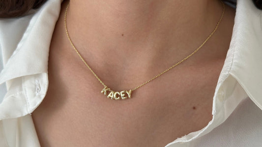 Trendy Bubble Name Necklace, Balloon letter pendant, 925 Sterling Silver 14k Gold Plated Minimalisst Jewelry Gifts for her