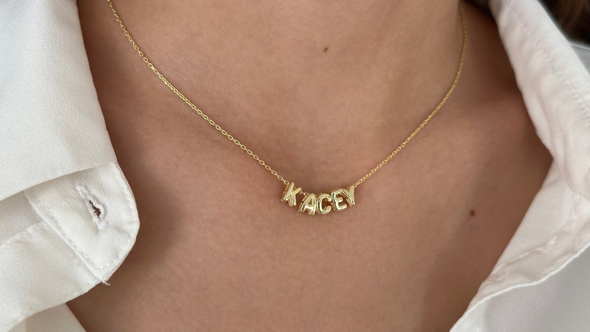 14k Gold Bubble Letter Name Necklace: Personalized 3D Initial Pendant Custom Name Jewelry Gifts