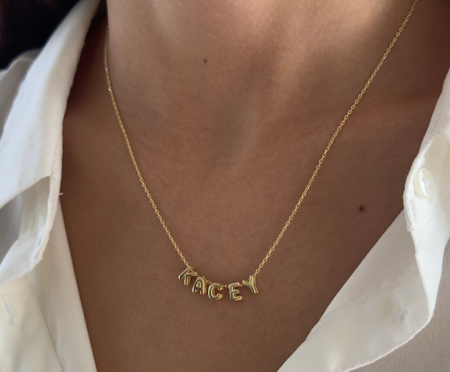 14k Gold Bubble Letter Name Necklace: Personalized 3D Initial Pendant Custom Name Jewelry Gifts