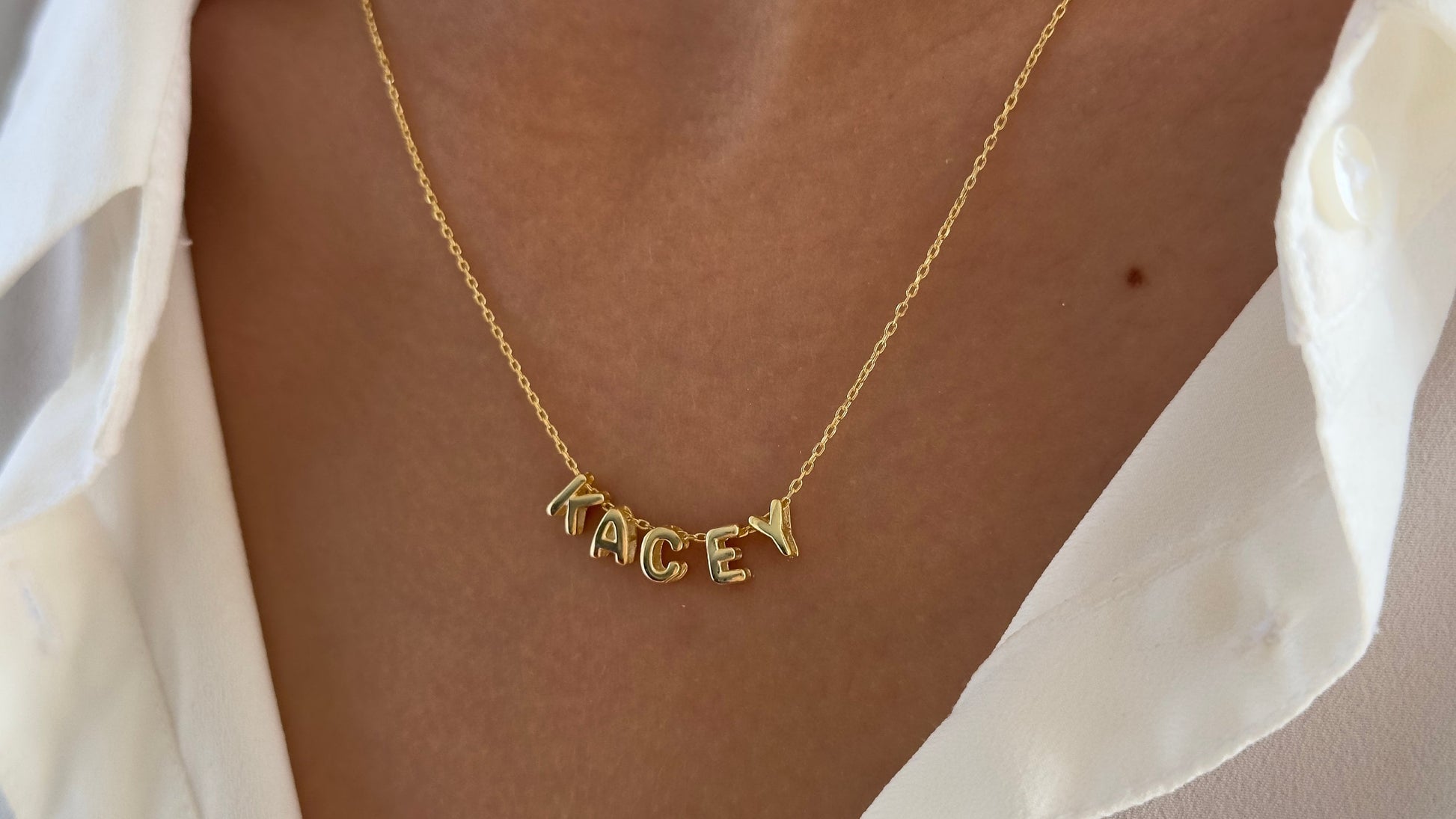 14k Gold Bubble Letter Name Necklace: Personalized 3D Initial Pendant Custom Name Jewelry Gifts