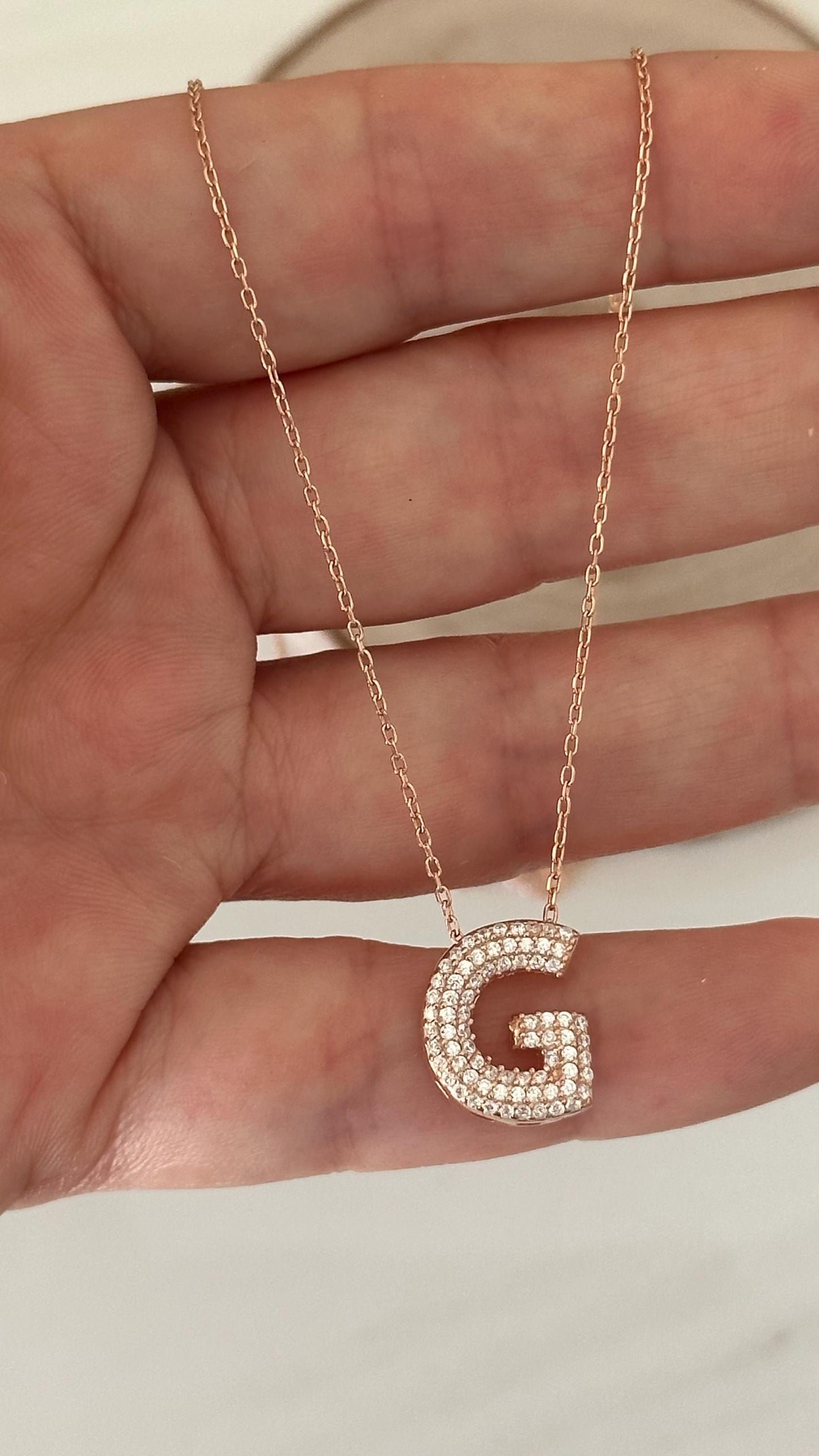 14k Gold Bubble Letter Necklace: Diamond Initial Pendant Personalized Jewelry Gift