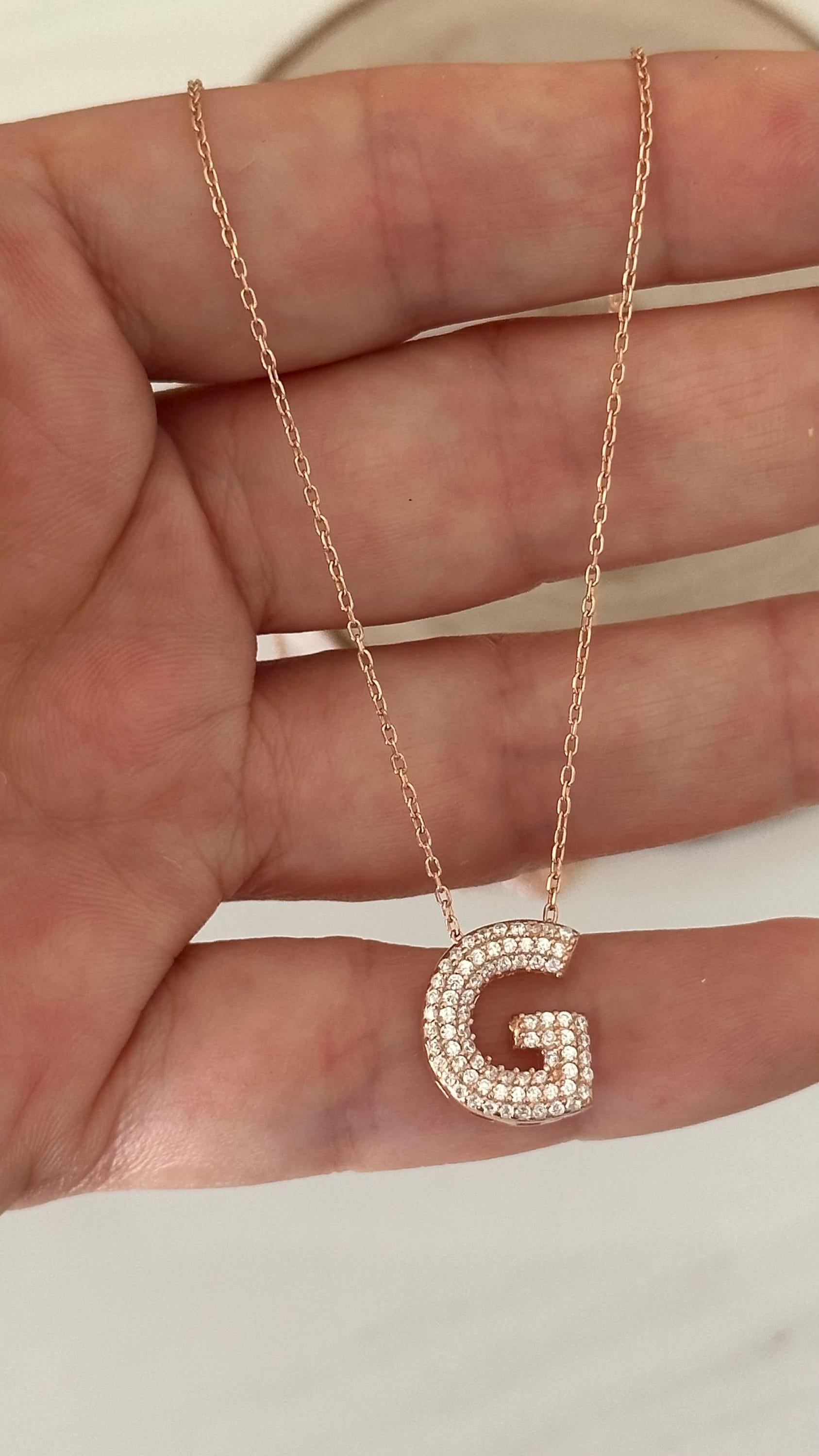 14k Gold Bubble Letter Necklace: Diamond Initial Pendant Personalized Jewelry Gift