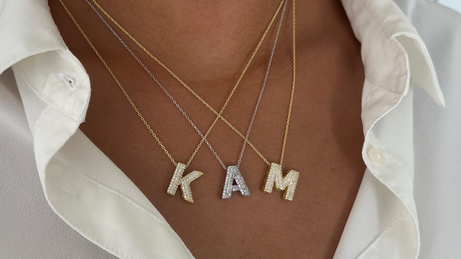 Pave Bubble Letter Necklace 14k Gold, Diamond Bubble Letter Pendant, 3d Custom Letter Necklace, Initial Letter Charm, Personalized Jewelry, initial necklace gold, letter necklace, monogram jewelry, alphabet necklace, personalized gifts, custom gift,necklace stack, crystal necklace, trendy necklace