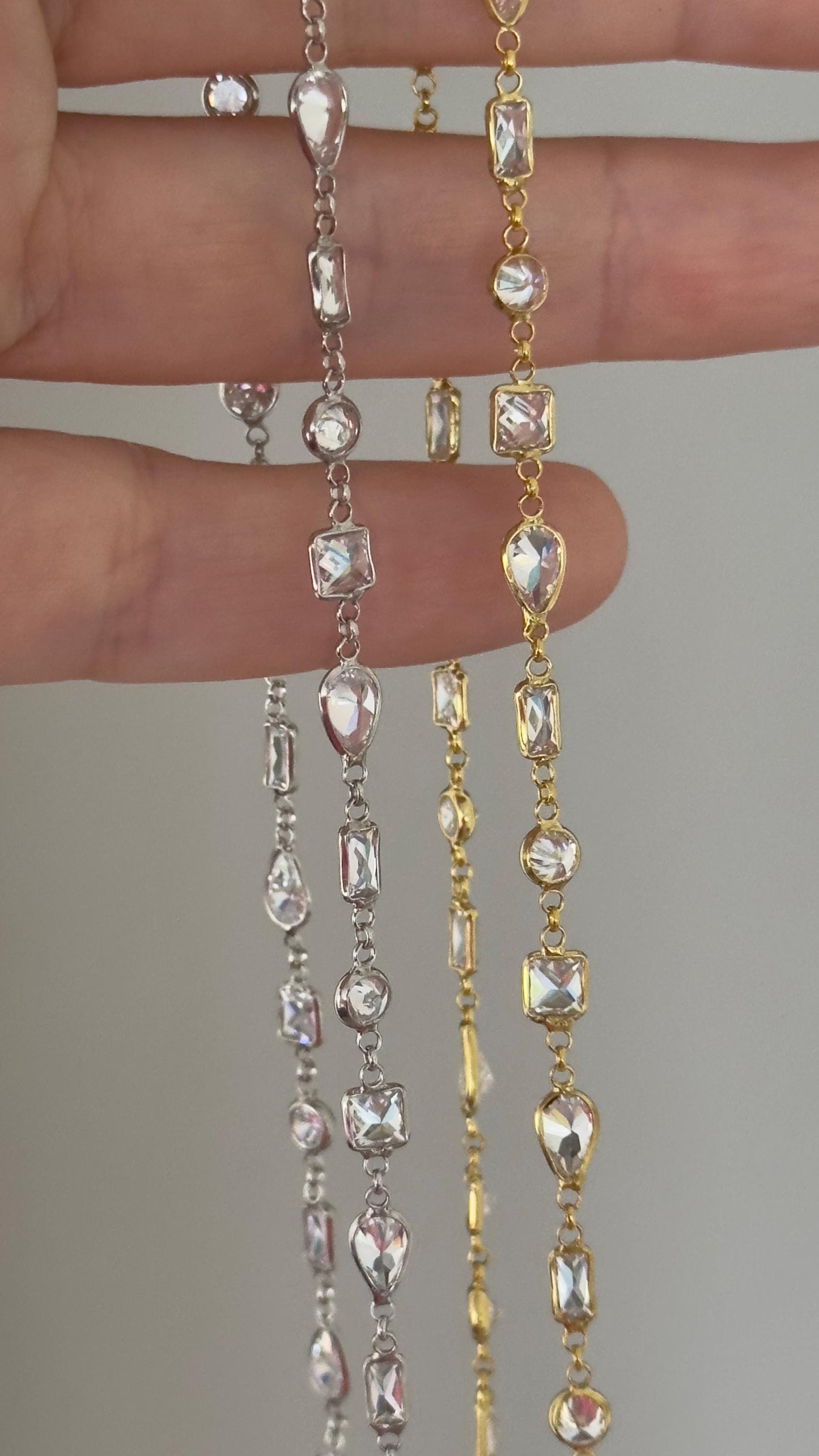 14k Gold CZ Diamond Sterling Silver Necklace - Layering Bridal Jewelry