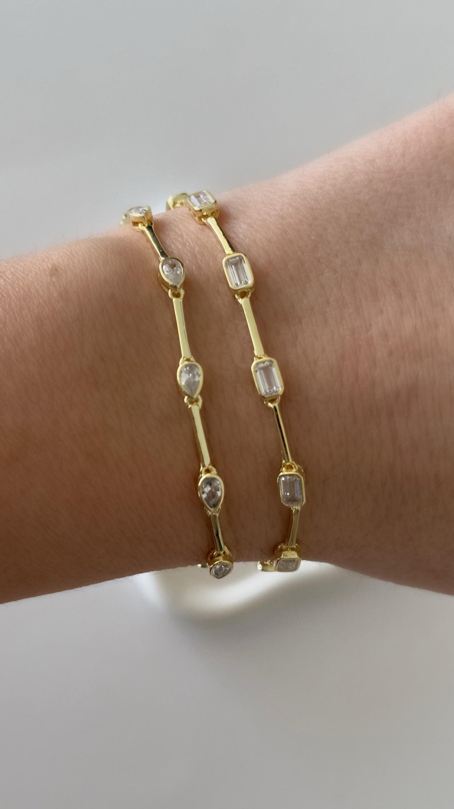 Diamond Bracelet14k gold plated 925 Sterling Silver Clear Cubic Zirconia Gemstone 925 Sterling Silver Women StackingJewelry Gift for her