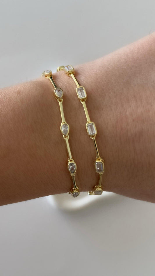 Diamond Bracelet14k gold plated 925 Sterling Silver Clear Cubic Zirconia Gemstone 925 Sterling Silver Women StackingJewelry Gift for her
