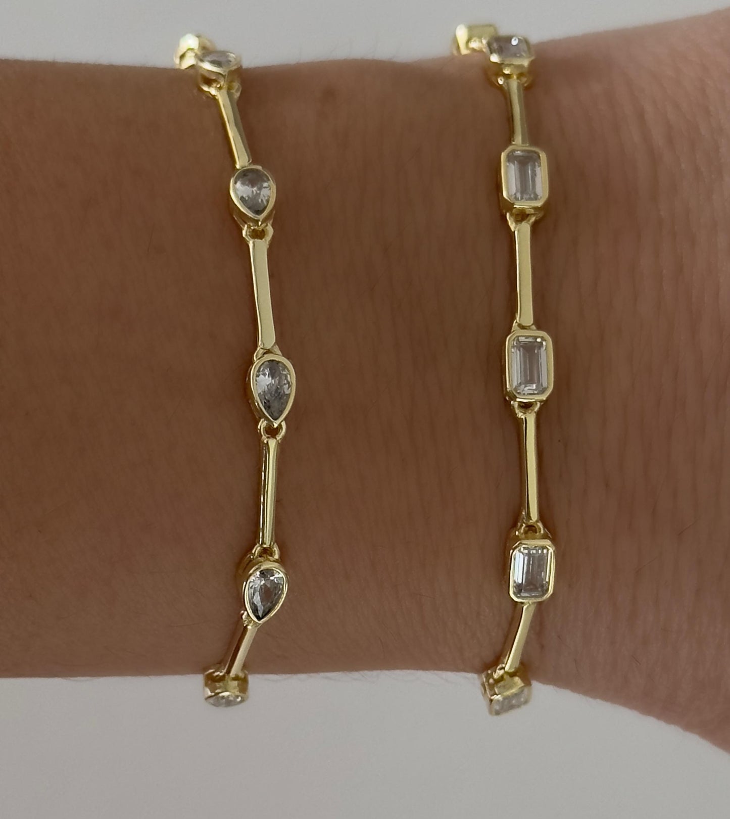 14k Gold Zirconia Bracelet: 925 Sterling Silver Gemstone Chain
