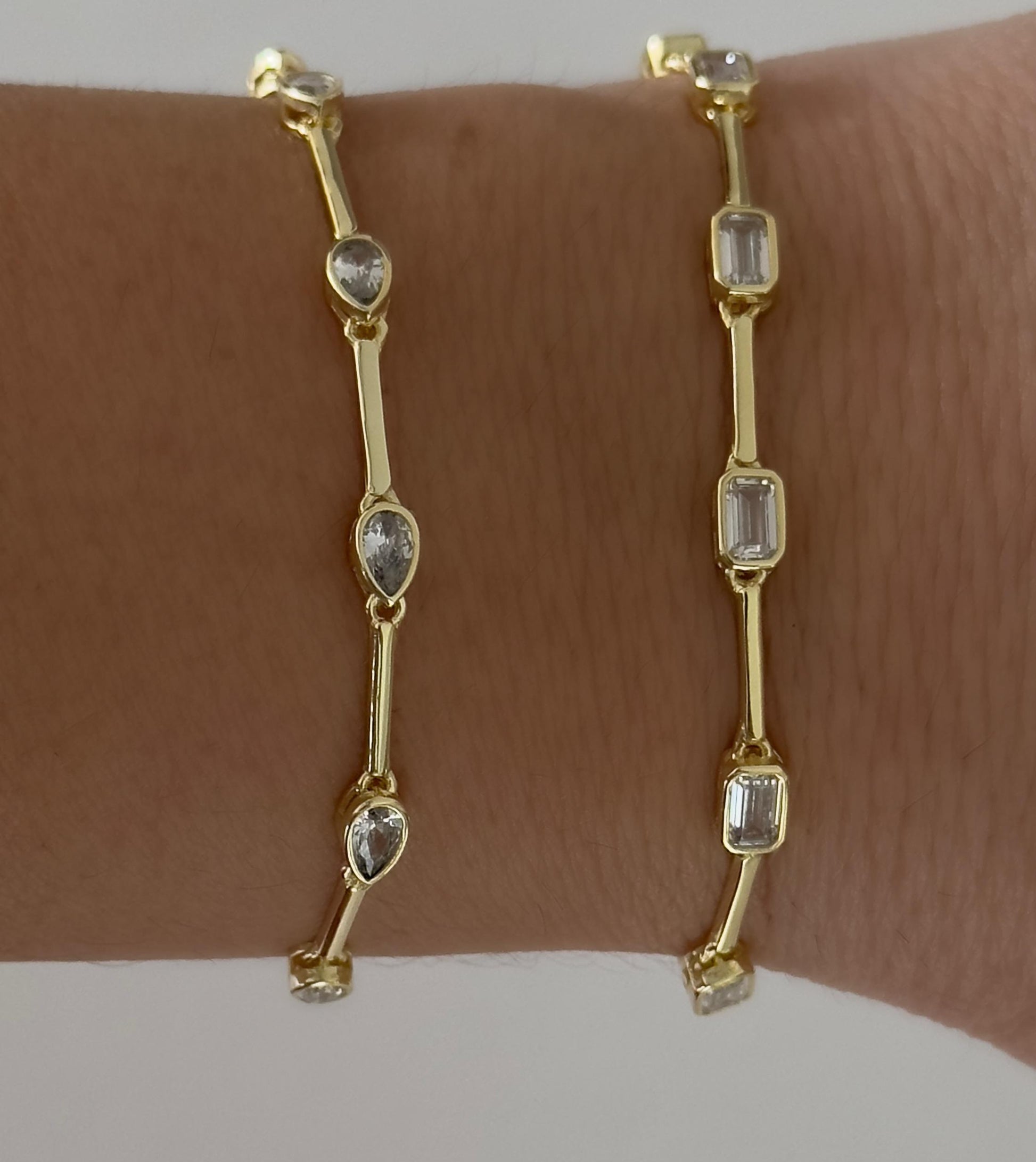 14k Gold Zirconia Bracelet: 925 Sterling Silver Gemstone Chain