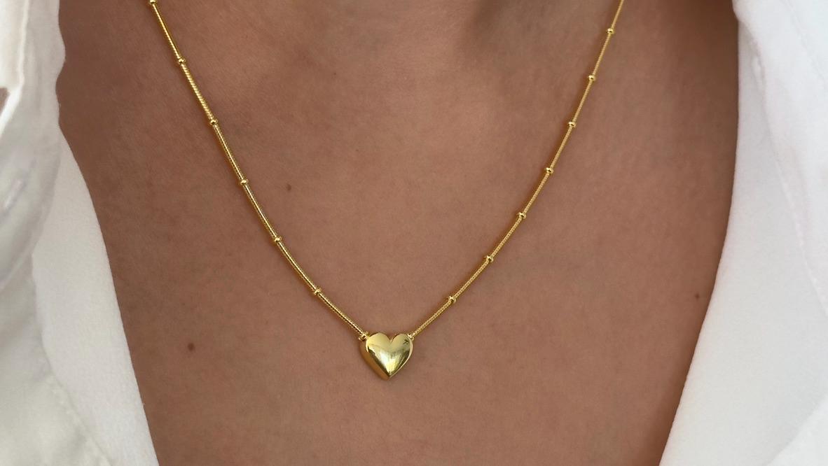 Heart Necklace 14k Gold, Mini Heart Chain, Love Pendant Necklace, Dainty Layering Necklace, 925 Sterling Silver Jewelry,  Handmade Women Jewelry, Heart Jewelry, Gift for her, Gift for Mom, Gift for Girlfriend, Gift for wife