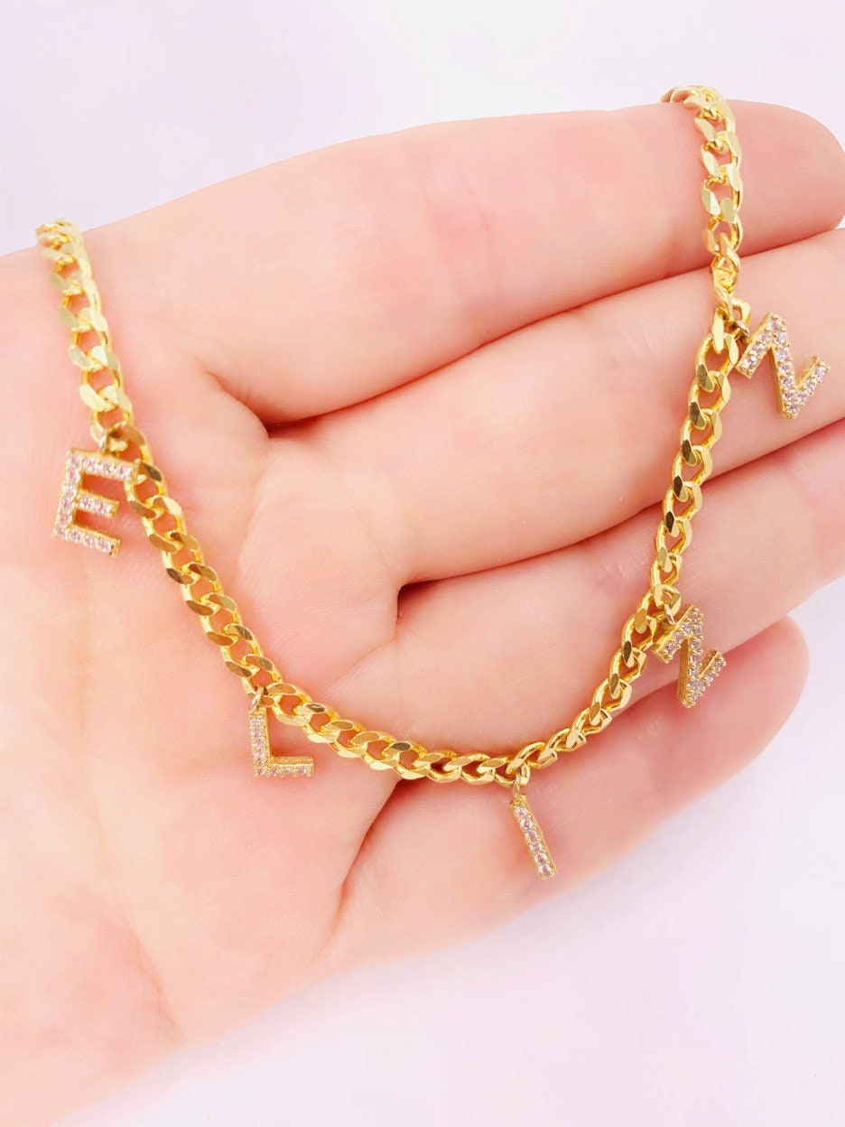 Pave Letter Necklace , Pave Name Necklace, CZ Letter Necklace, Custom Name Necklace, Personalized Letter Necklace, Pave Initial Necklace