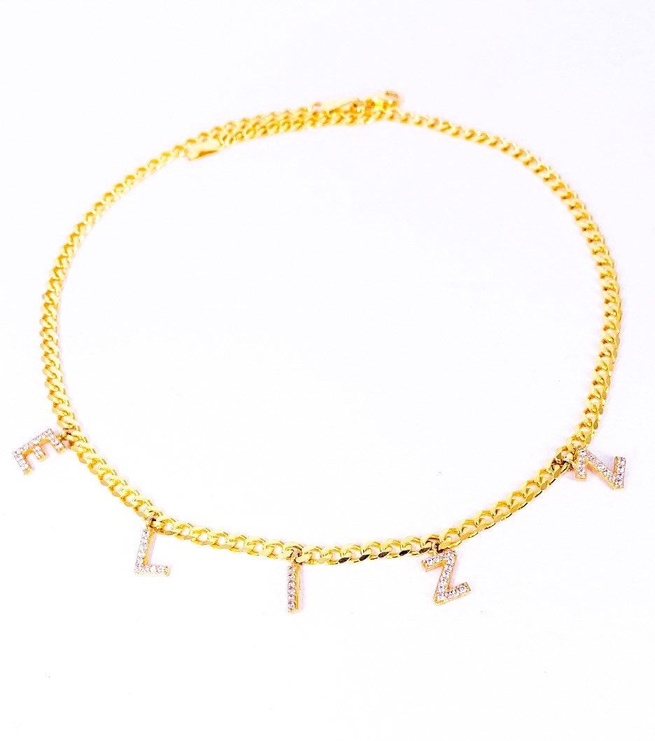 Pave Letter Necklace , Pave Name Necklace, CZ Letter Necklace, Custom Name Necklace, Personalized Letter Necklace, Pave Initial Necklace