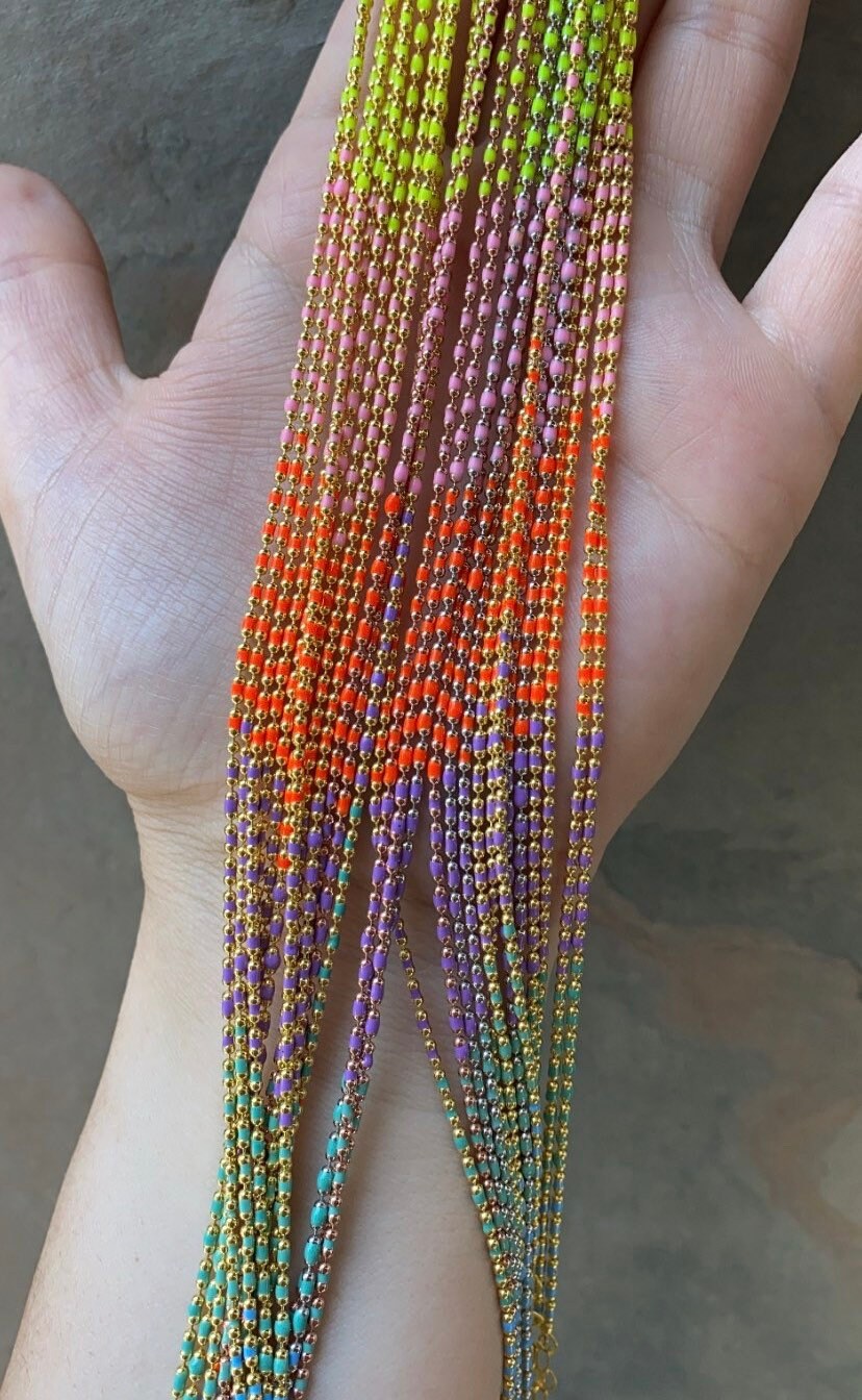 Multicolor Enamel Anklet, Colorful Enamel Ankle Bracelet, Summer Gift, Layering  Anklet, Ball Bead Chain Anklet, Rose Gold Anklet,  Jewelry