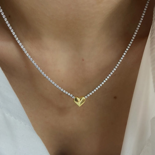 Tennis Necklace Choker, Diamond Tennis Chain, Diamond Choker, CZ Necklace, Crystal Necklace, Cubic Zirconia Gemstone Necklace, Silver Tennis