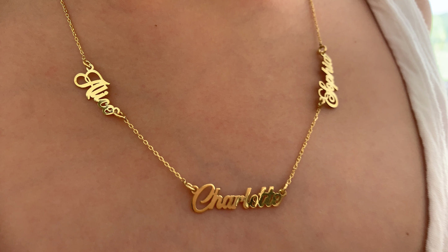 Multiple Name Necklace, Family Name Necklace, Custom 3 Name Necklace Gold, Mothers Day Gift, Children Kids Names Necklace, Personalized Gift