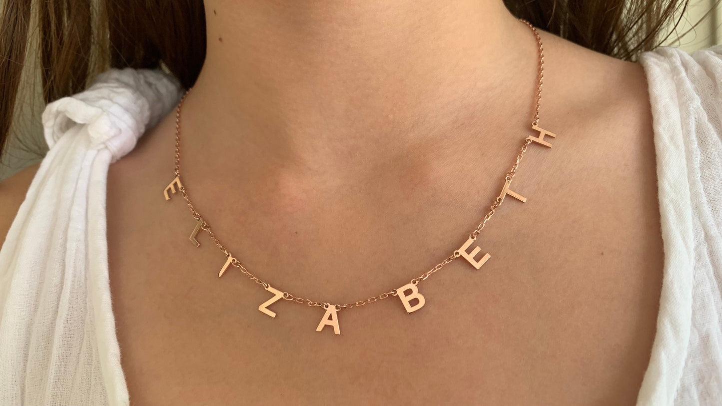 Personalized Name Necklace, Gold initial Necklace, Personalized Gifts, Custom Name Necklace, Letter Necklace, Gift for her, 925 Silver