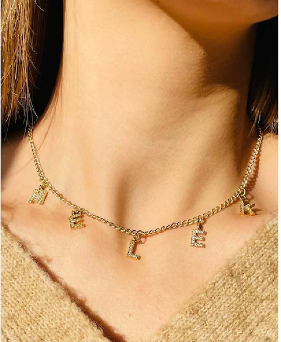 Pave Letter Necklace , Pave Name Necklace, CZ Letter Necklace, Custom Name Necklace, Personalized Letter Necklace, Pave Initial Necklace