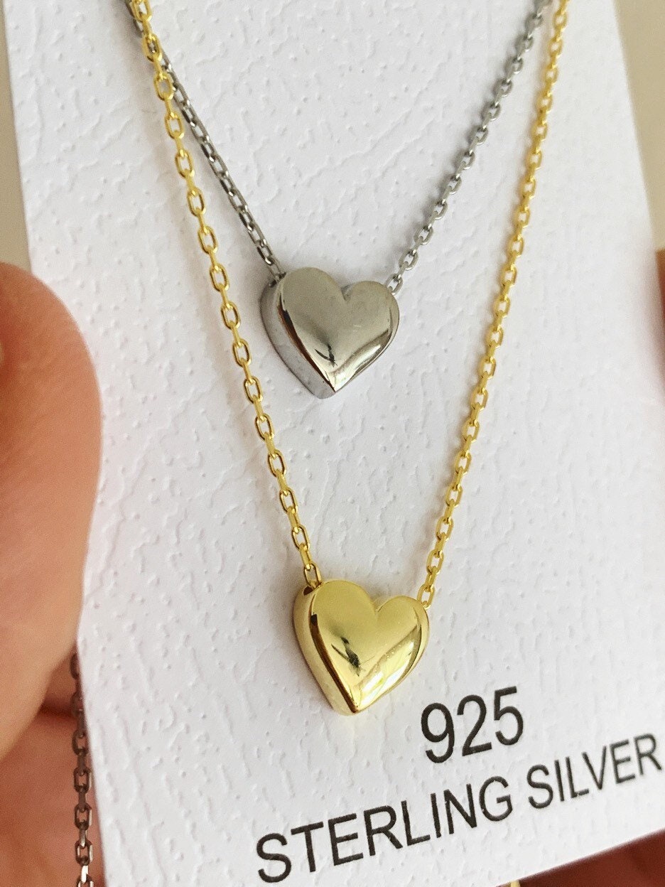 Tiny Gold Heart Pendant Necklace, Minimal Simple Necklace, Tiny Heart Choker, Everyday Simple Necklace Layering Necklace, Jewelry Stacking
