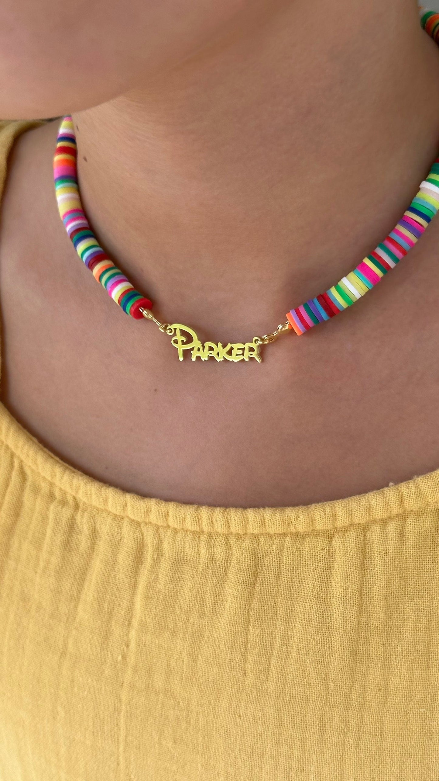 Little Girl Name Necklace, Kids Name Necklace, Rainbow Necklace, Fimo Necklace, Children Nameplate, Kids Jewelry Personalized gift for kids