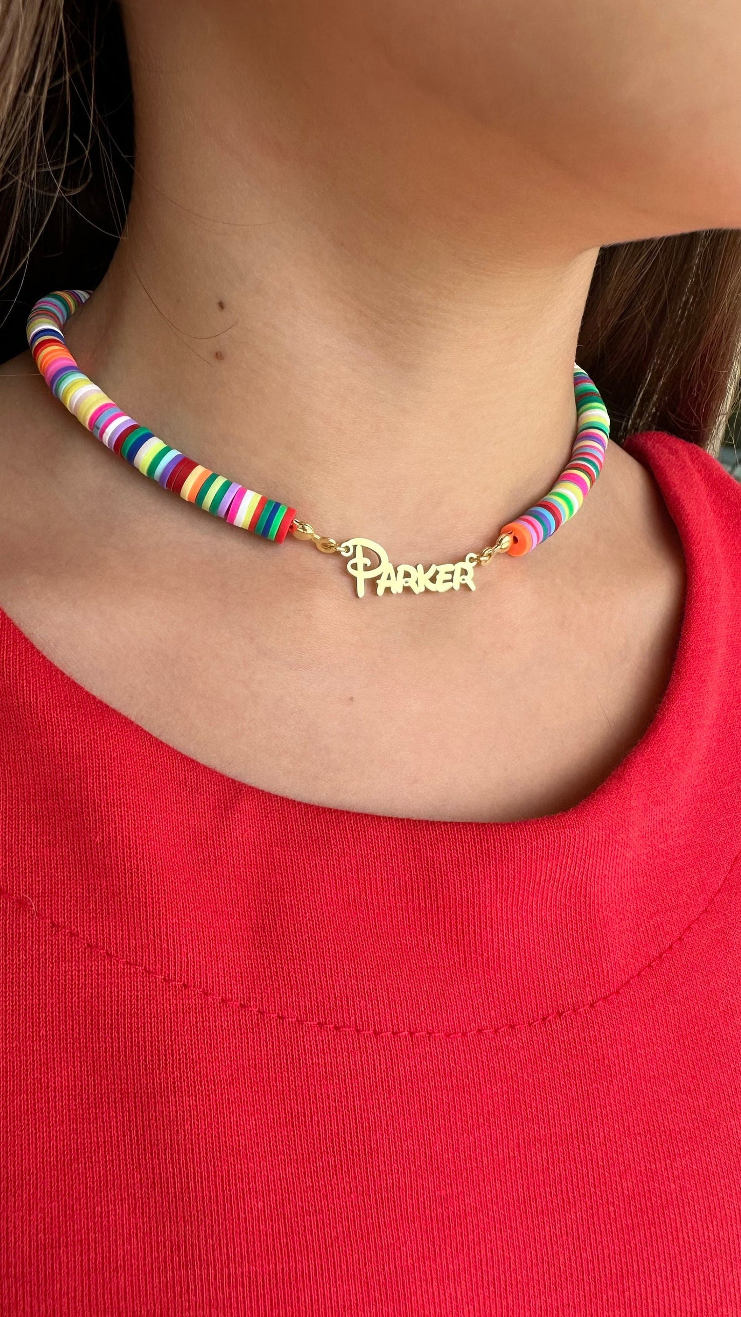 Little Girl Name Necklace, Kids Name Necklace, Rainbow Necklace, Fimo Necklace, Children Nameplate, Kids Jewelry Personalized gift for kids